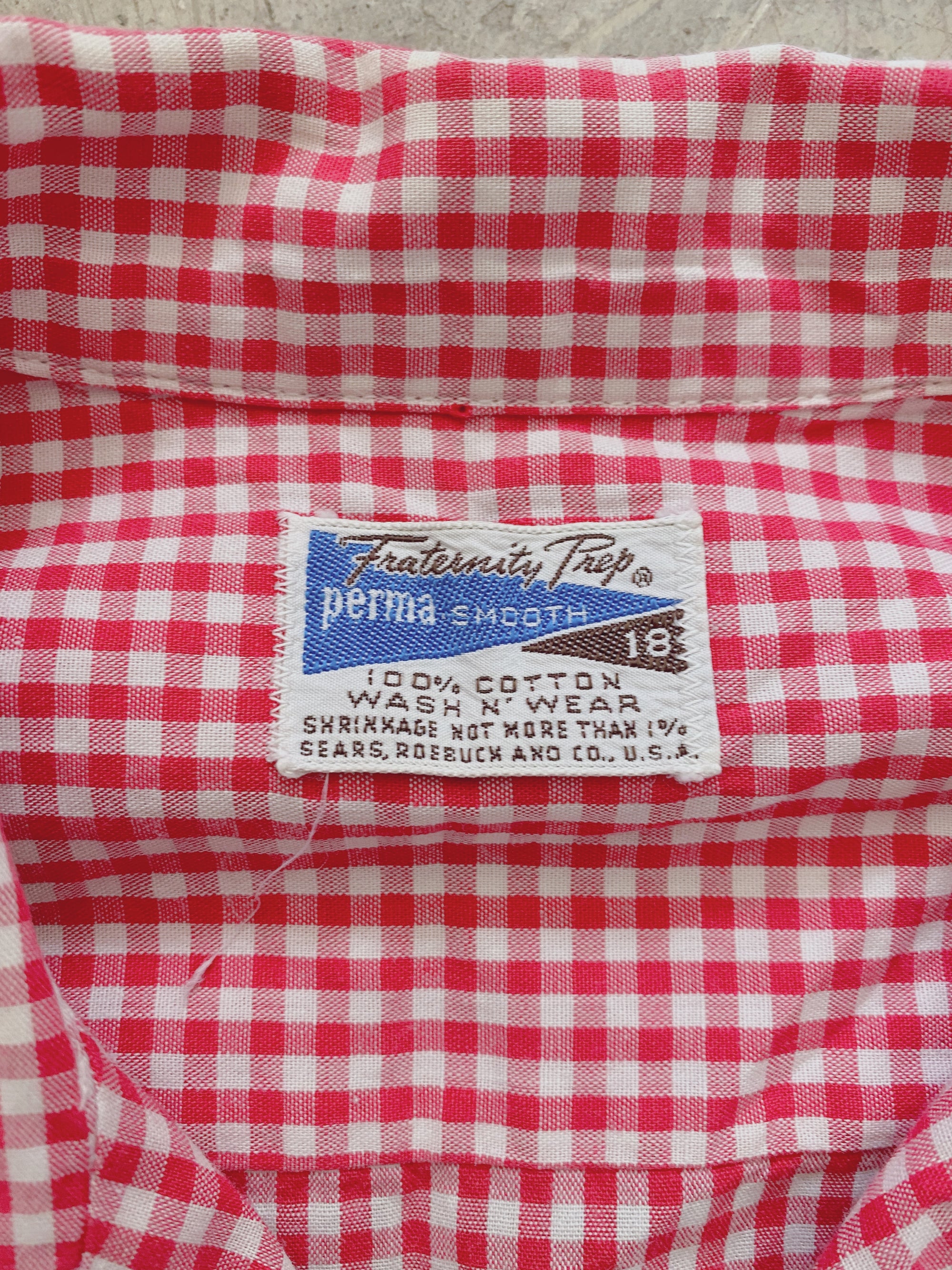 1960's Red Gingham Short Sleeve Button Down