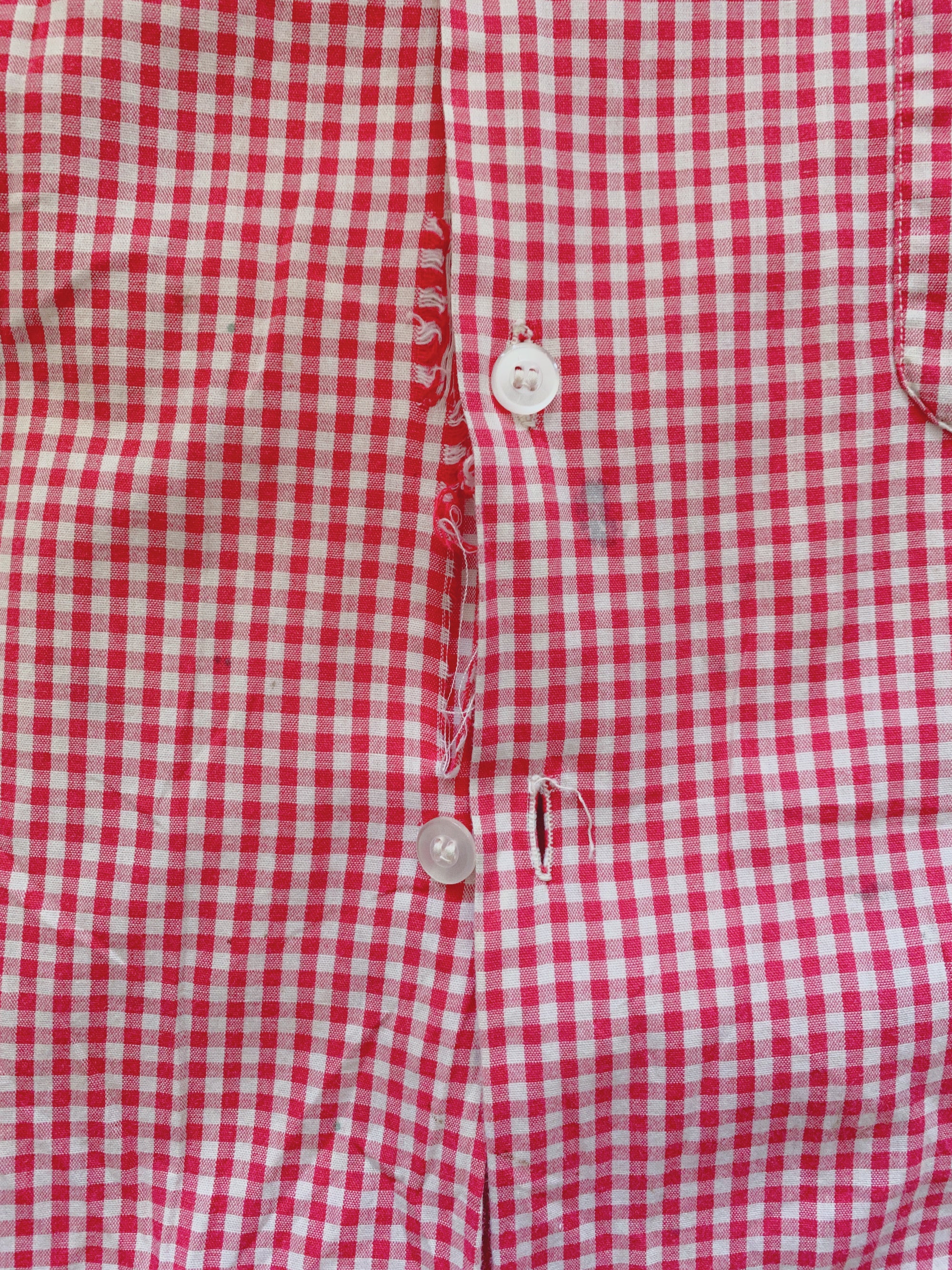 1960's Red Gingham Short Sleeve Button Down