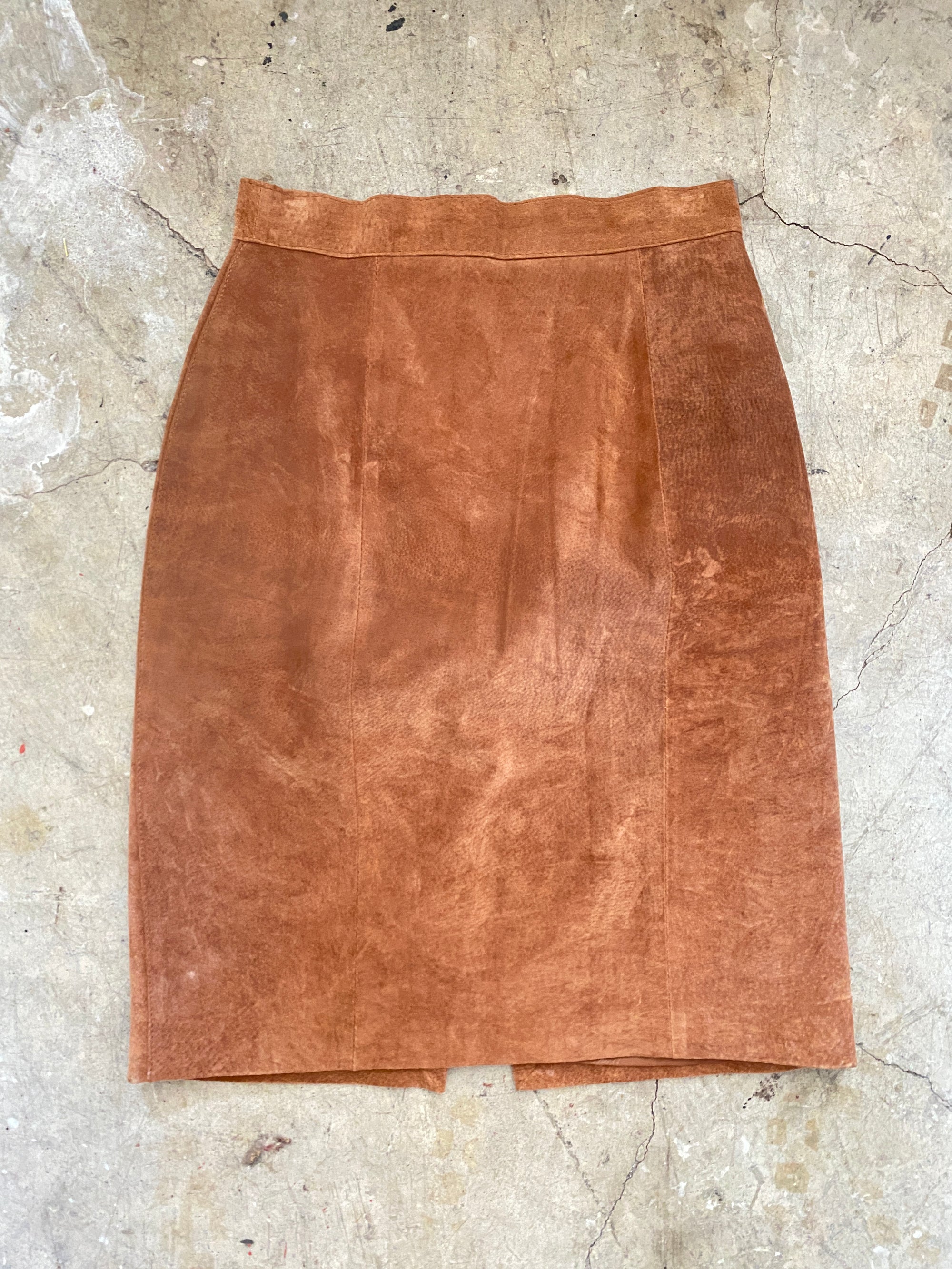 1990's Brown Suede Pencil Skirt