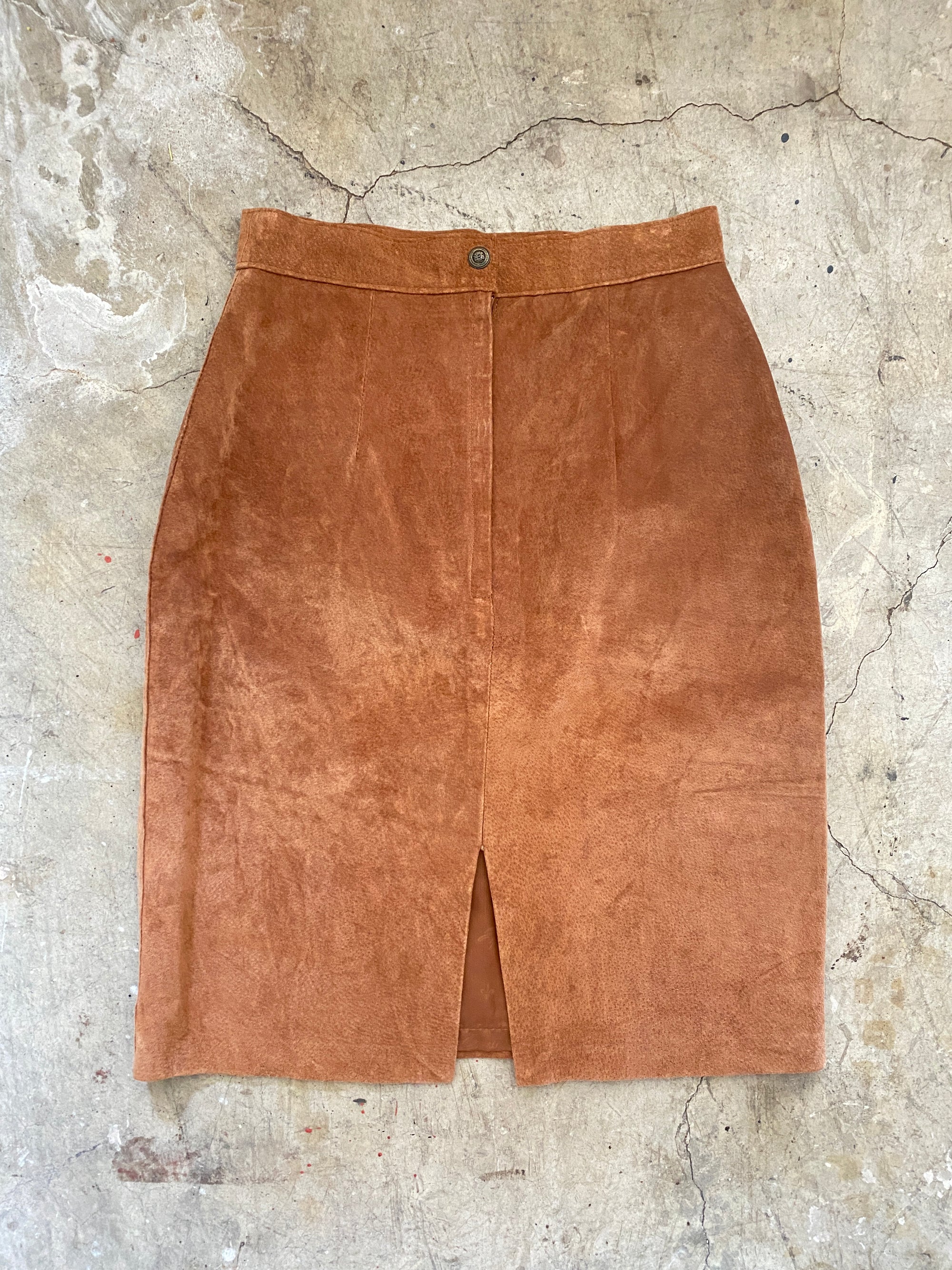 1990's Brown Suede Pencil Skirt