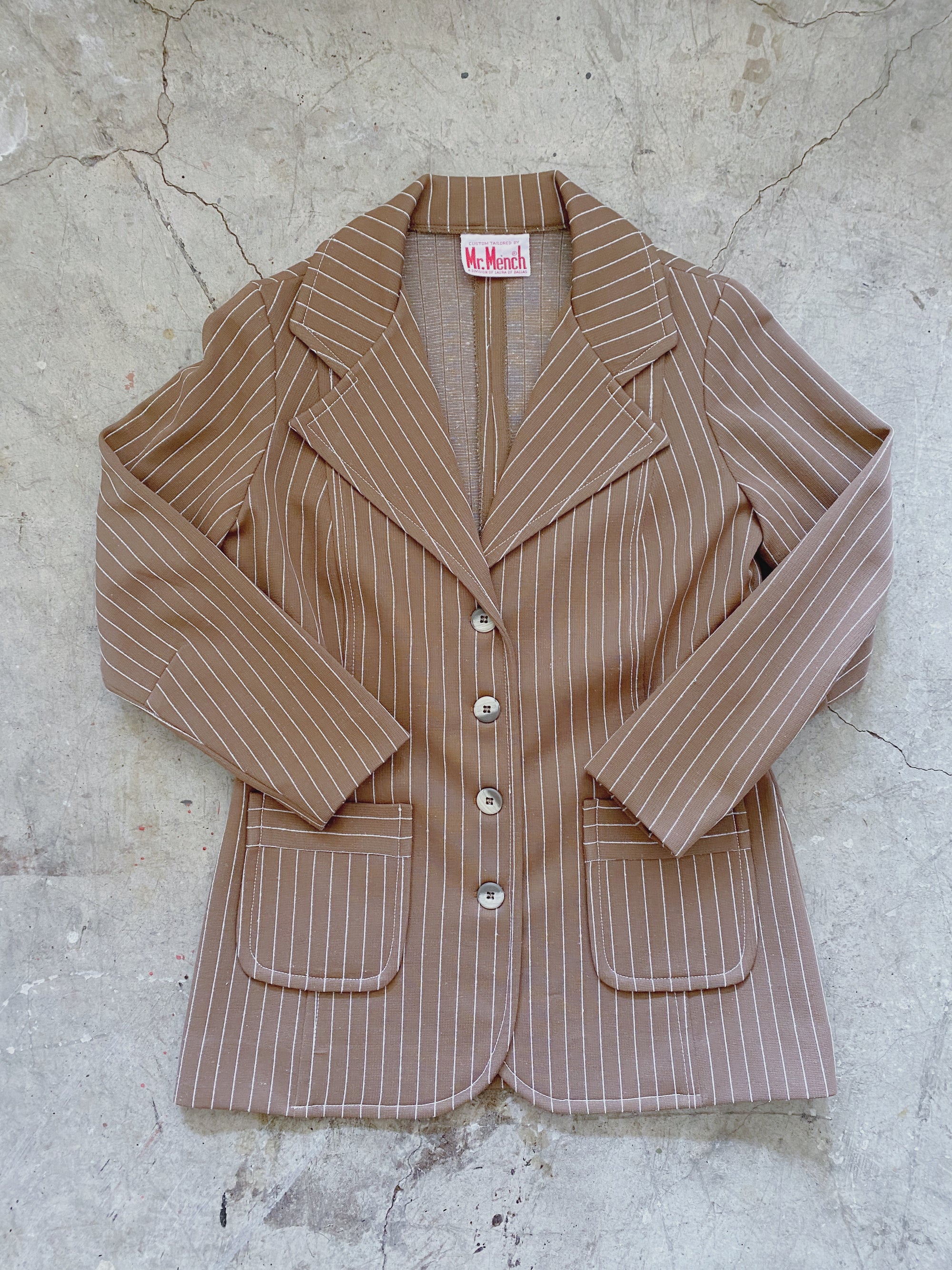 1960's Brown & White Striped Mod Blazer
