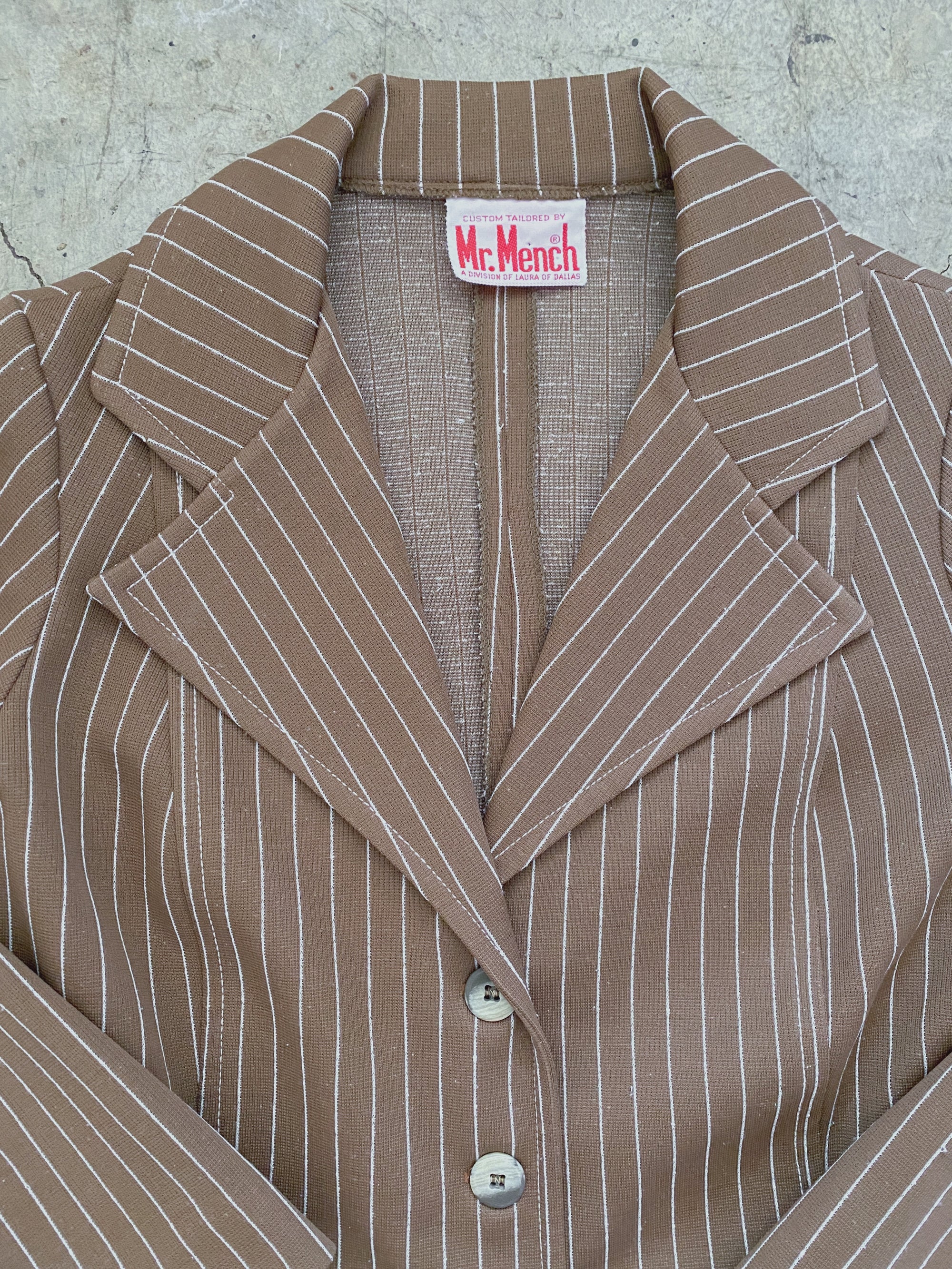 1960's Brown & White Striped Mod Blazer