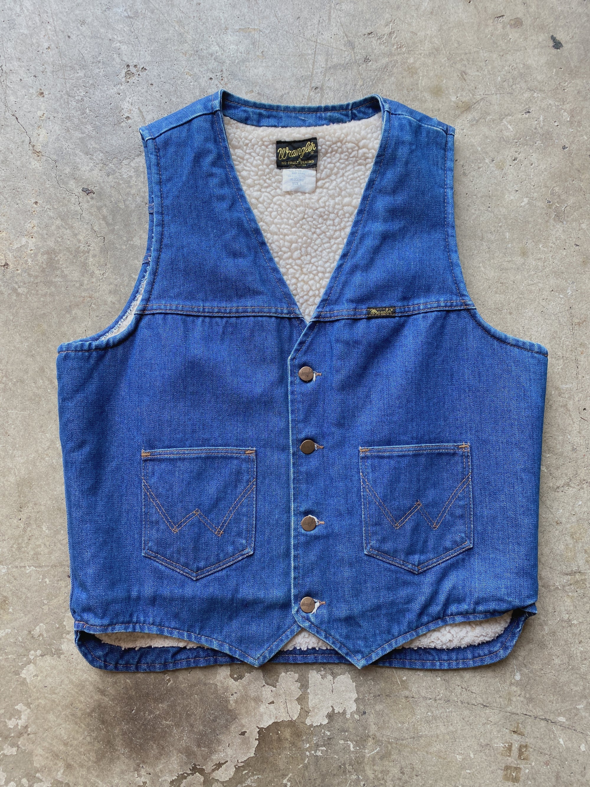 1970's Wrangler Shearling Denim Vest