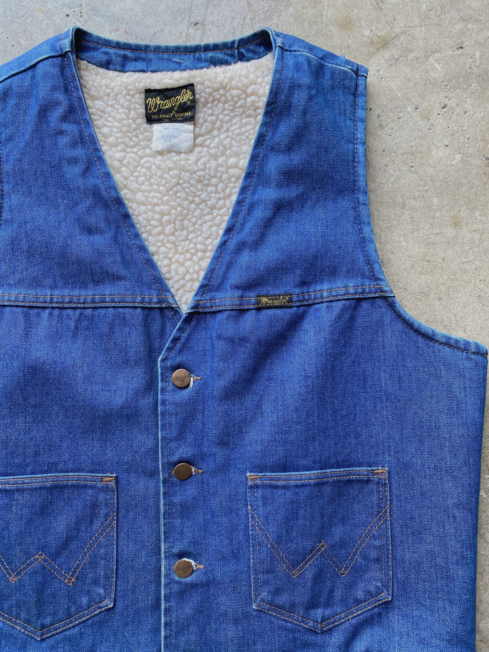 1970's Wrangler Shearling Denim Vest