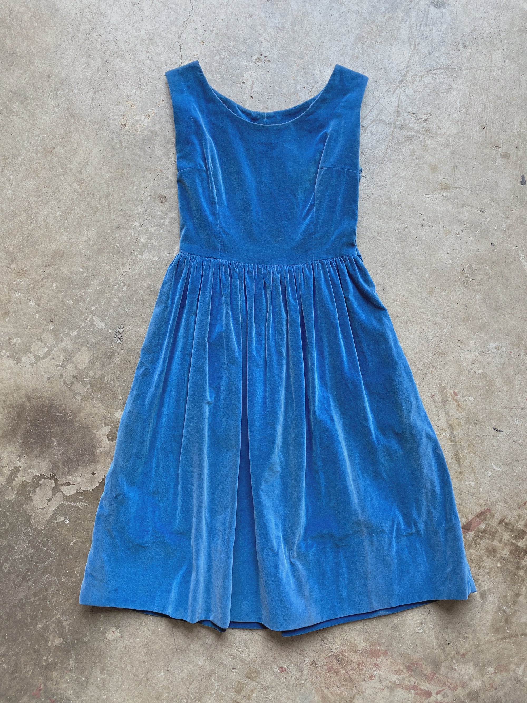 1950's Blue Velvet Dress