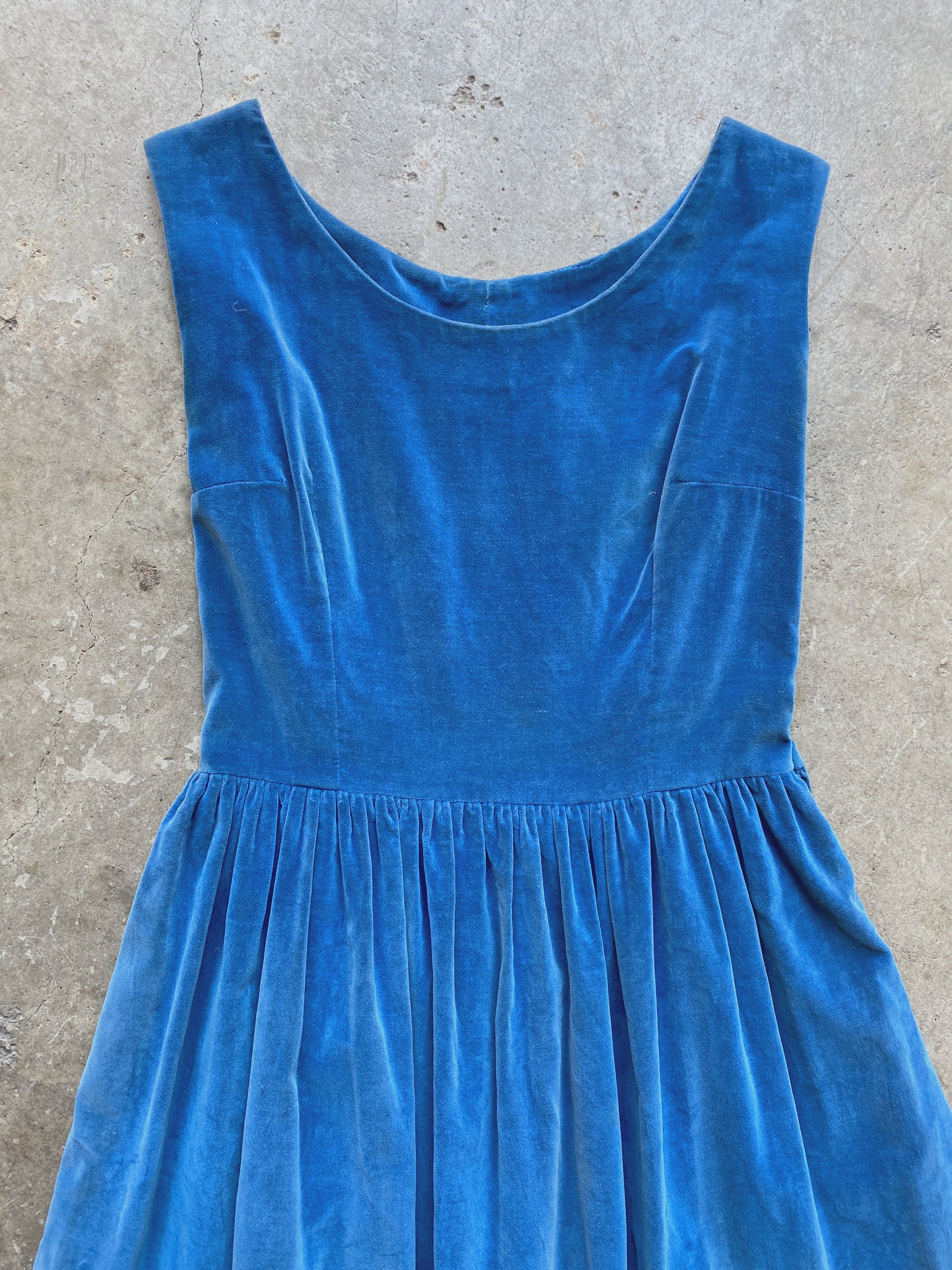 1950's Blue Velvet Dress