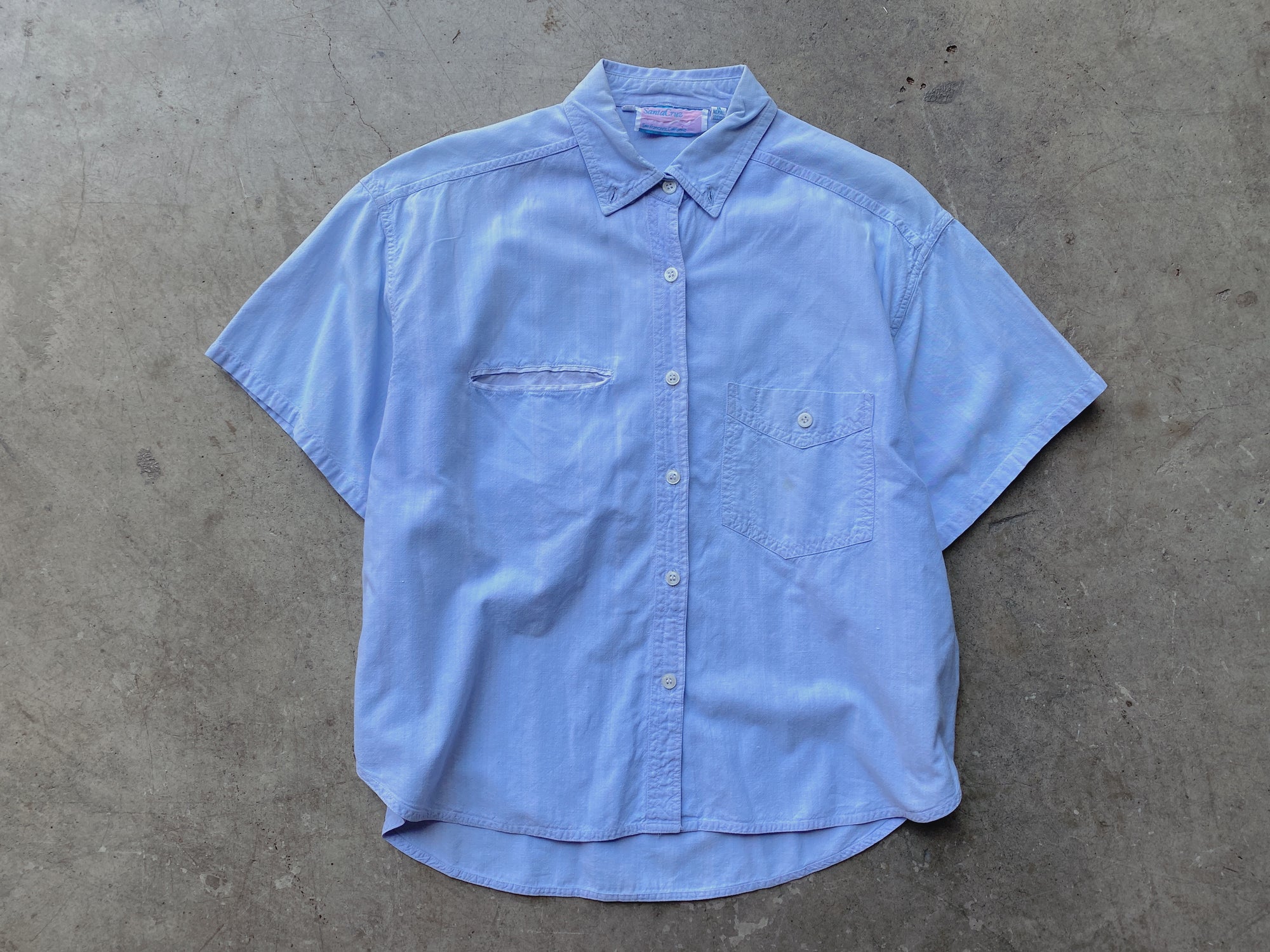 1980's Chambray Embroidered Short Sleeve