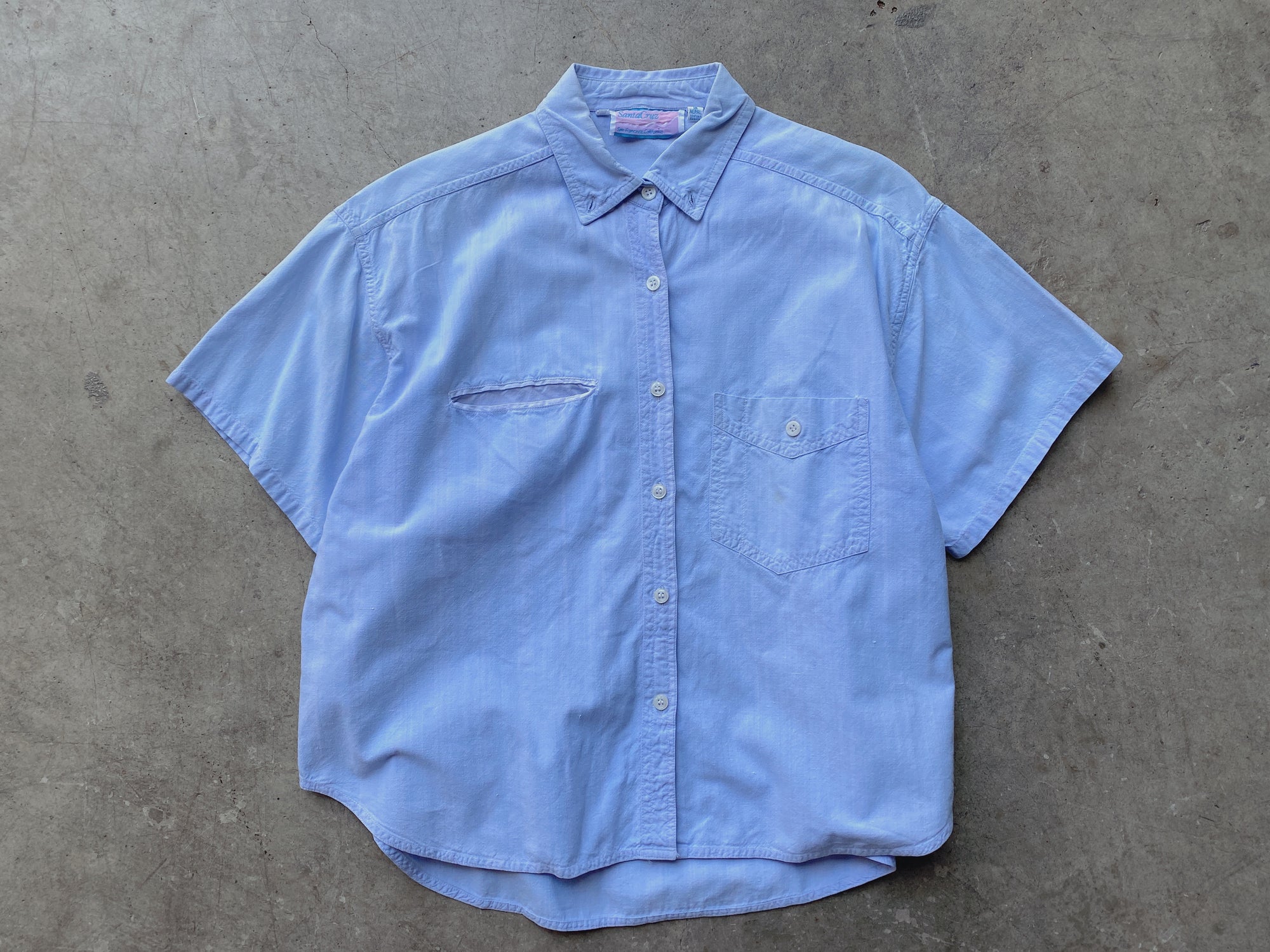 1980's Chambray Embroidered Short Sleeve