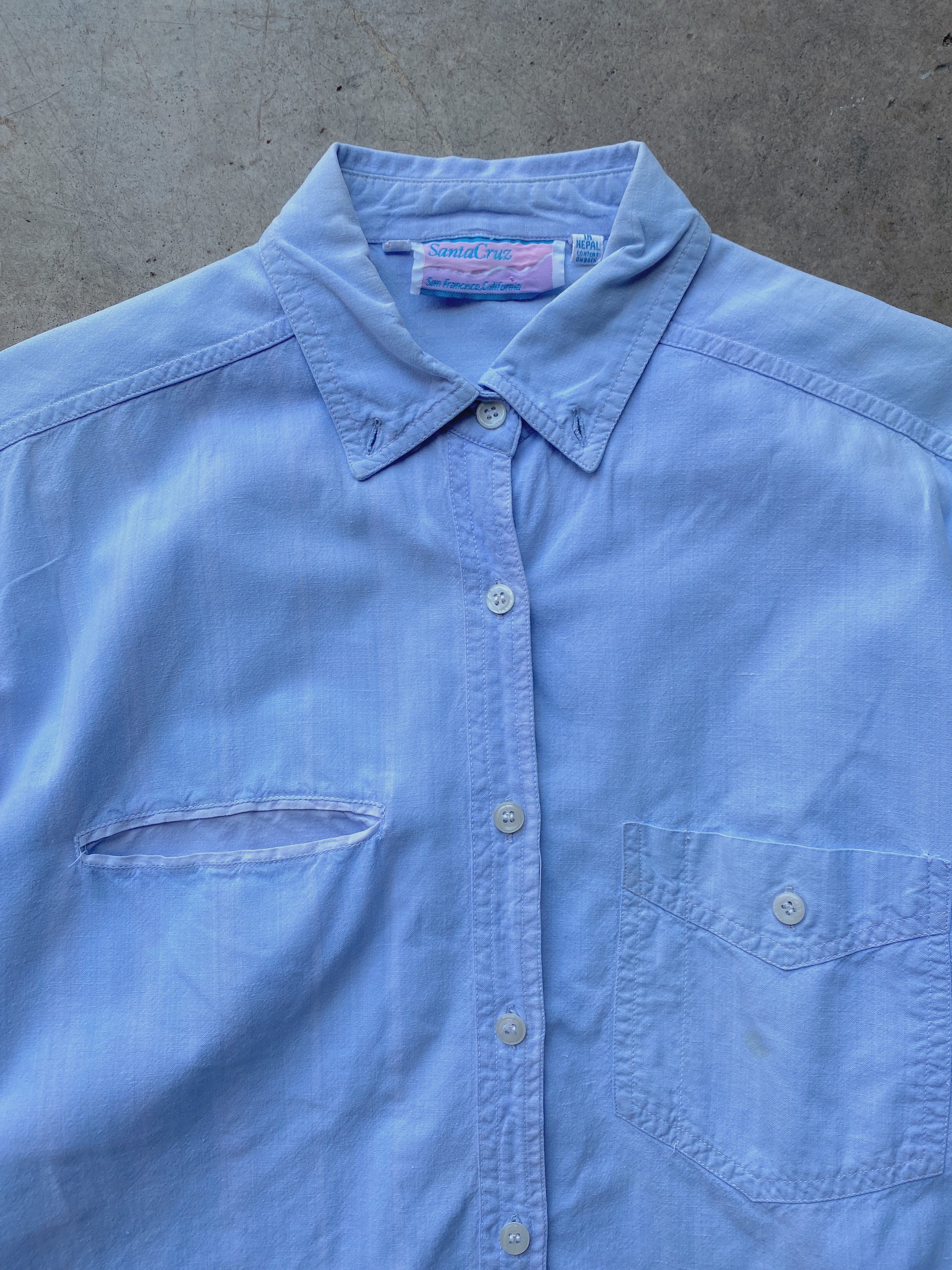 1980's Chambray Embroidered Short Sleeve