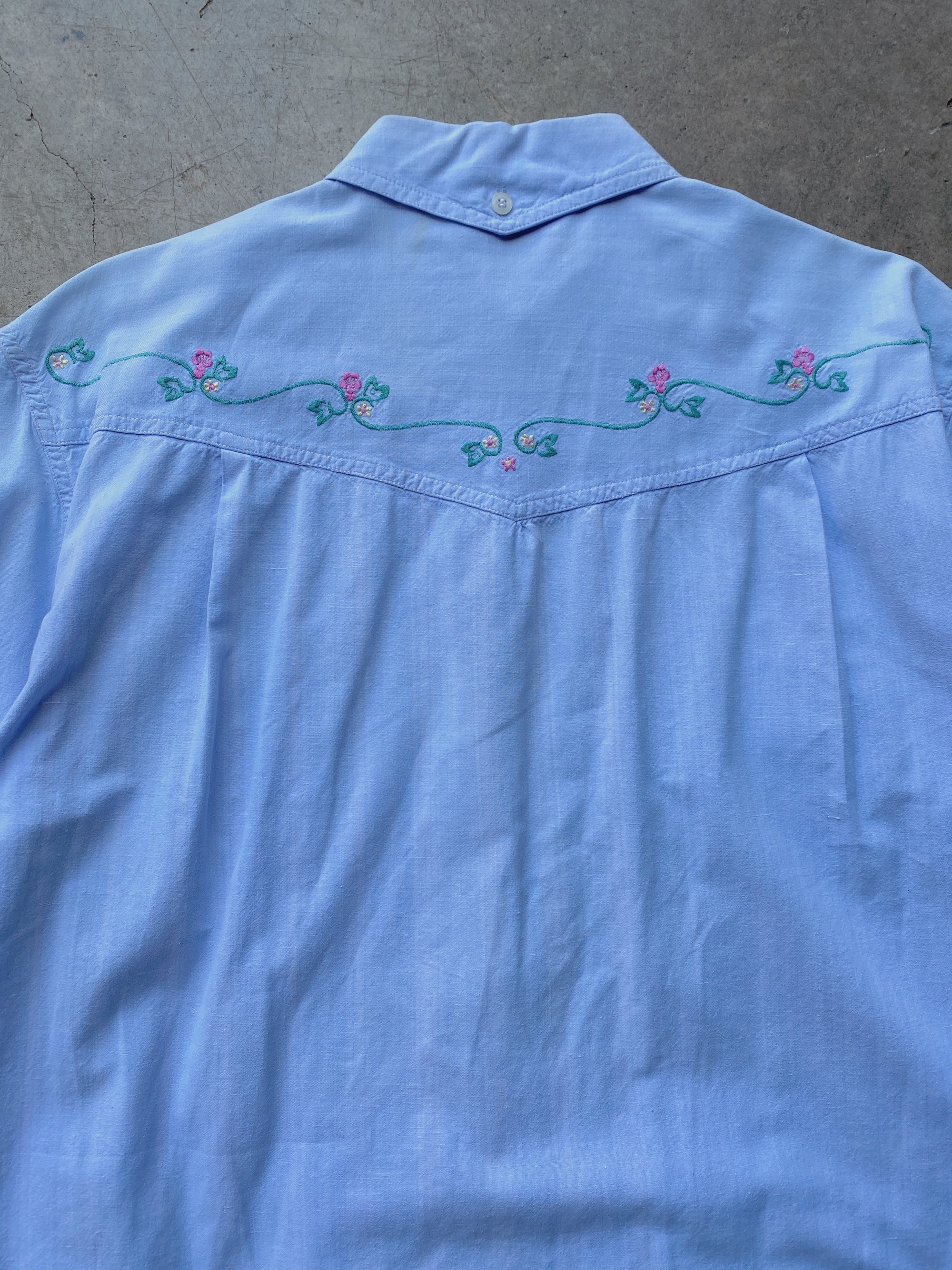 1980's Chambray Embroidered Short Sleeve
