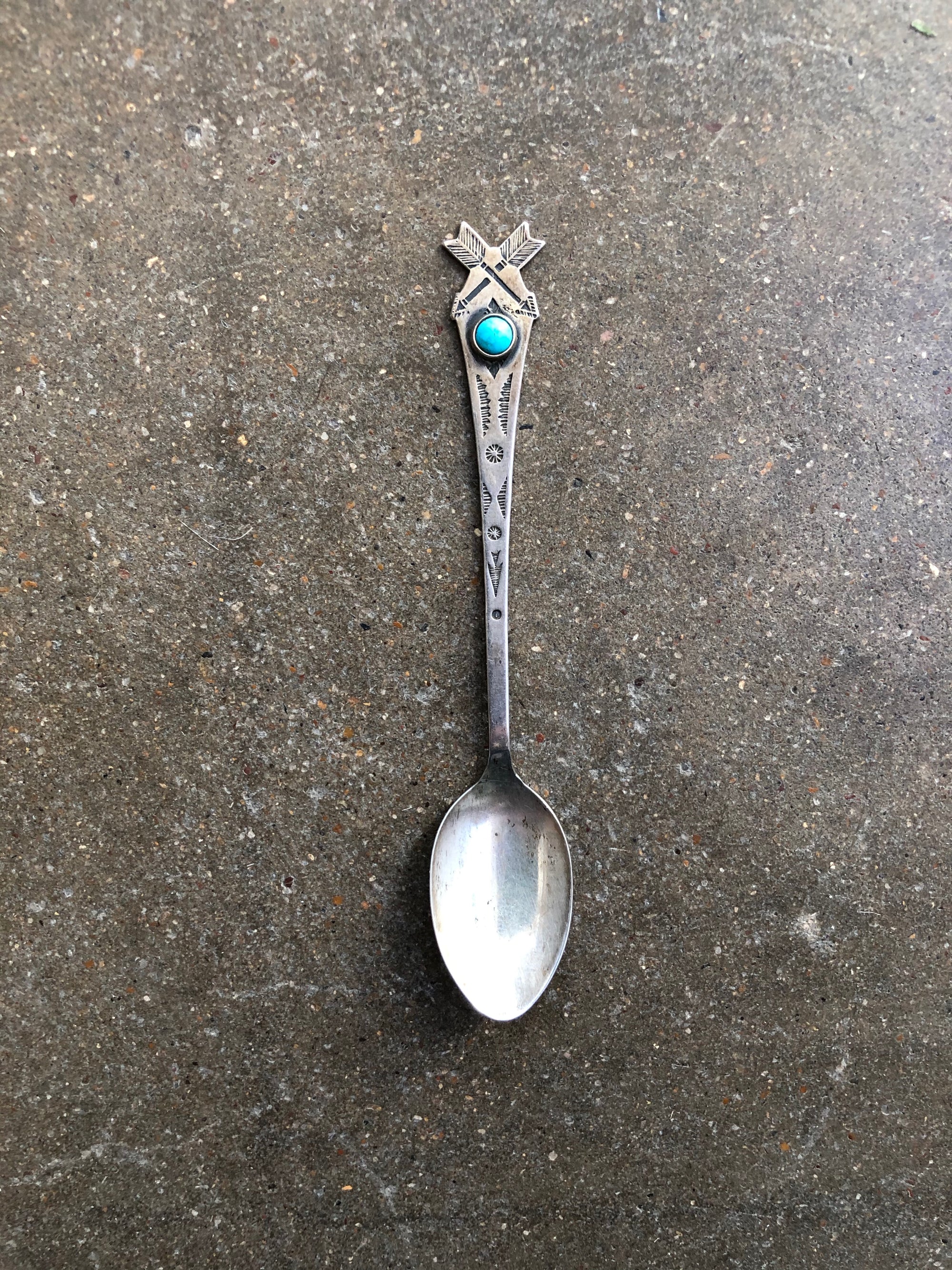 Vintage Turquoise Spoon With Arrows