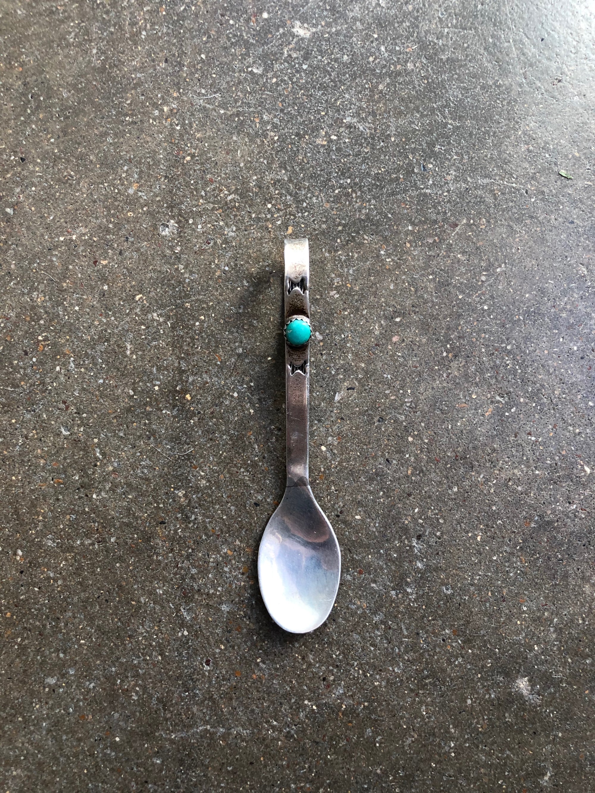 Vintage Turquoise Spoon With Loop