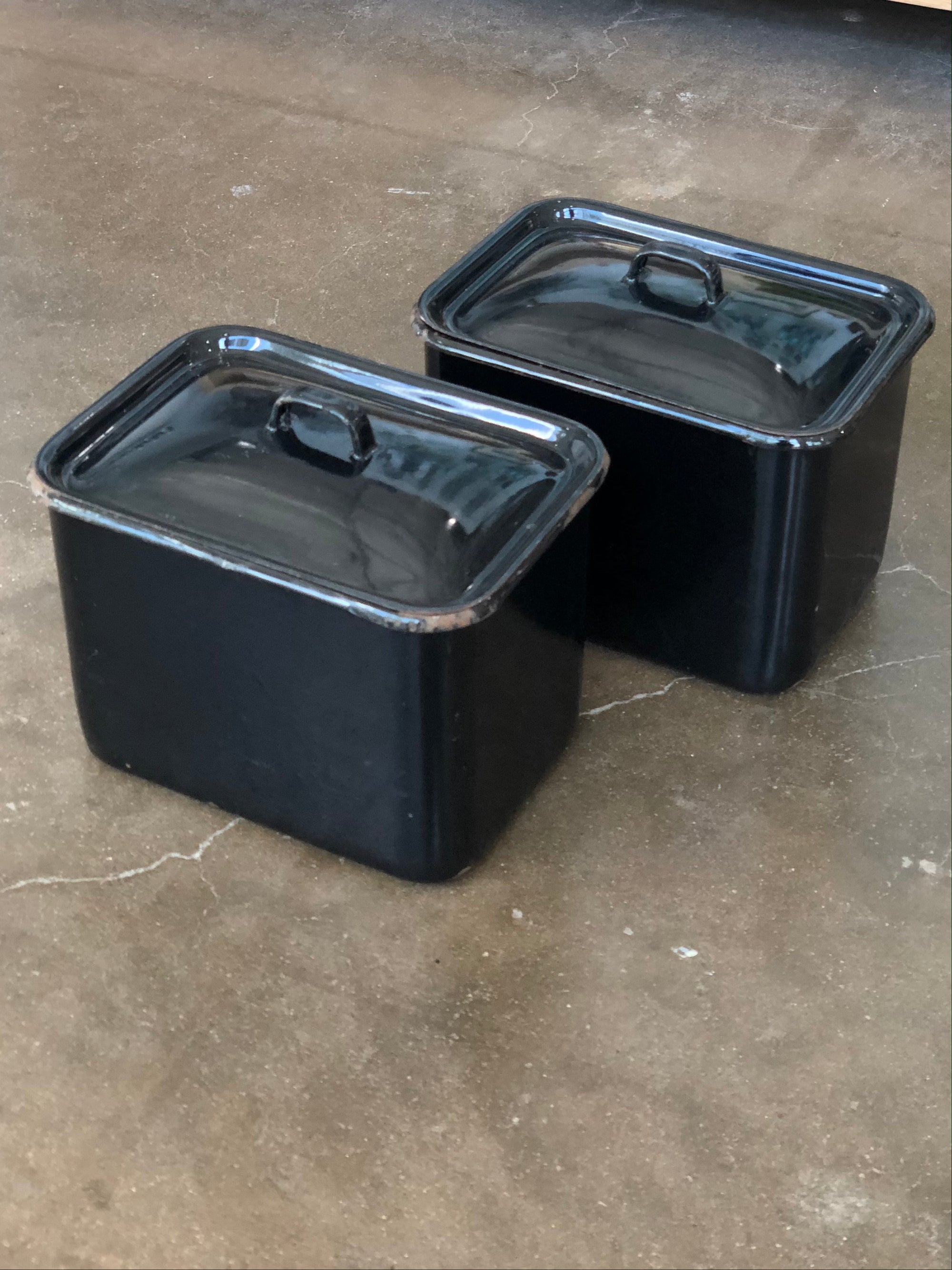 Vintage Black Tin Canisters