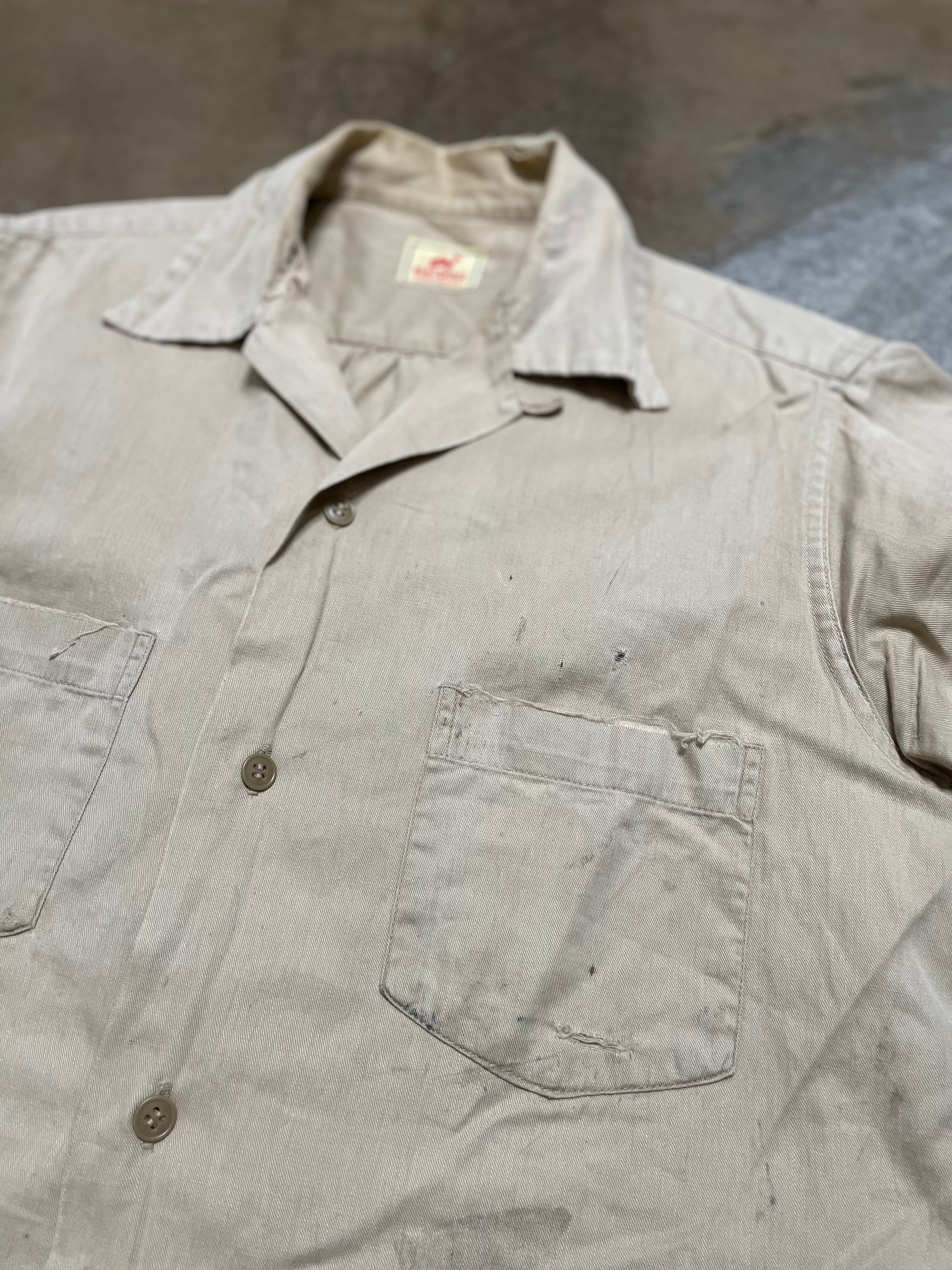 Vintage Khaki Cropped Button Down