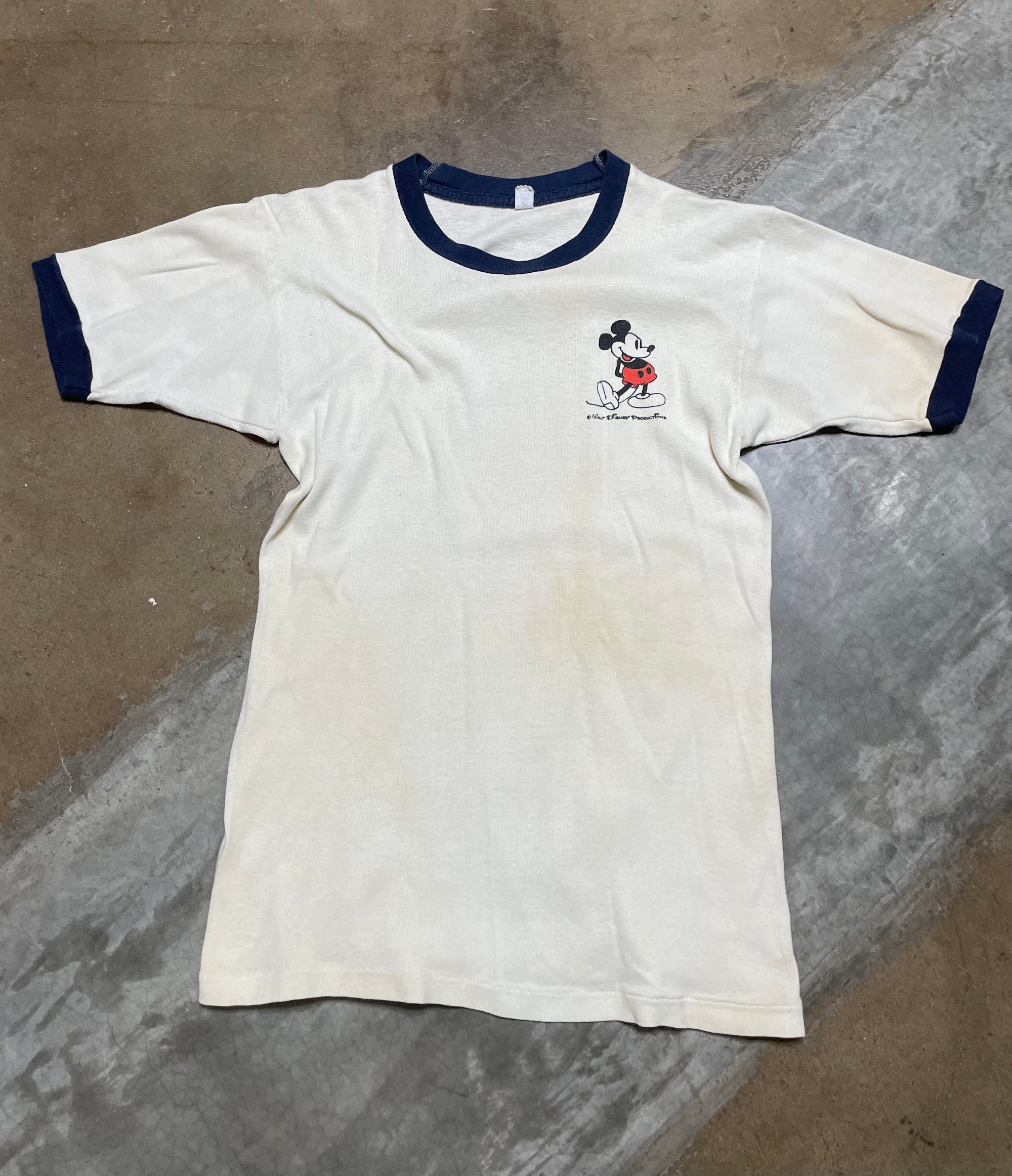 Vintage White & Navy Mickey Mouse Ringer Tee