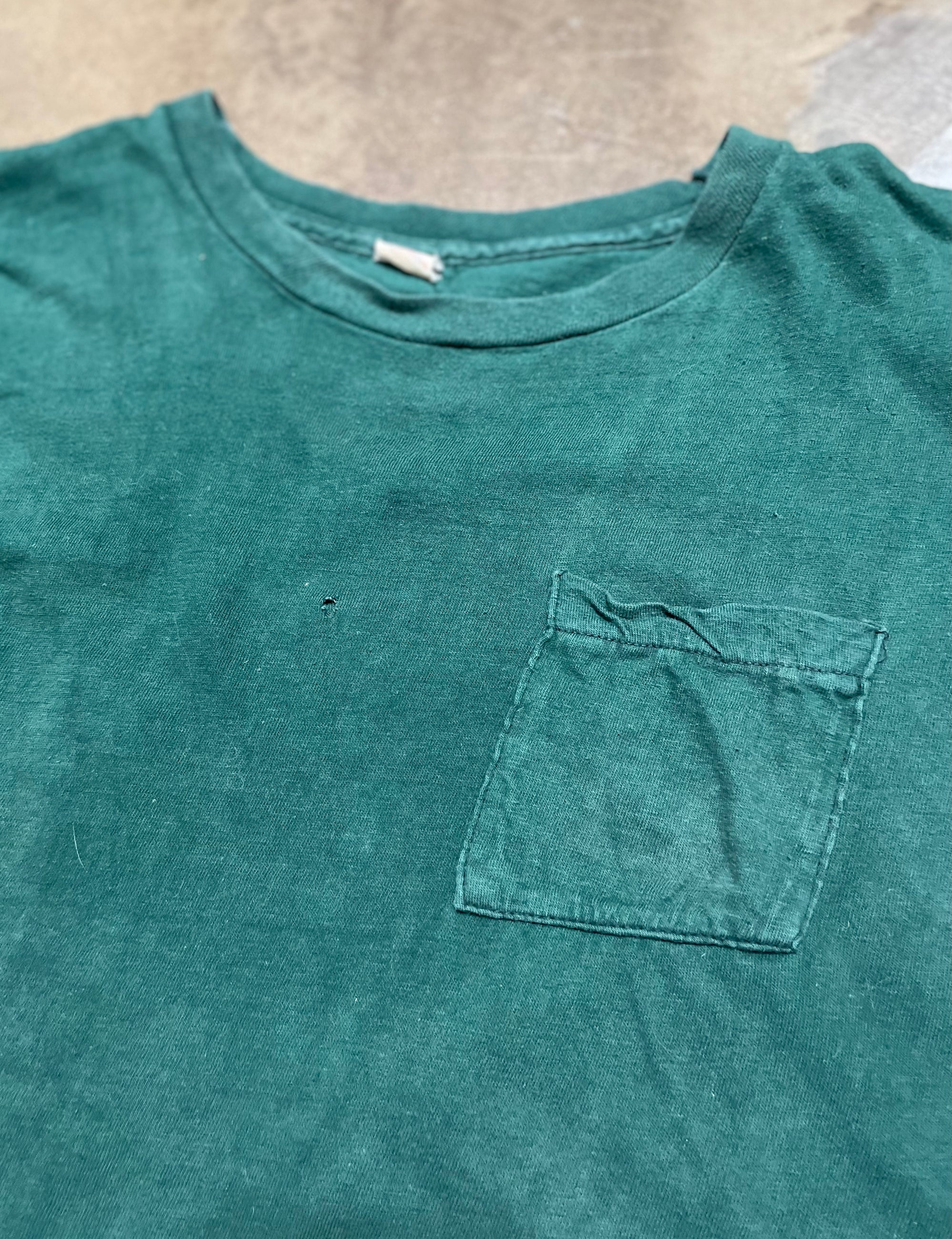 Vintage Fruit Of the Loom Dark Green Pocket Tee