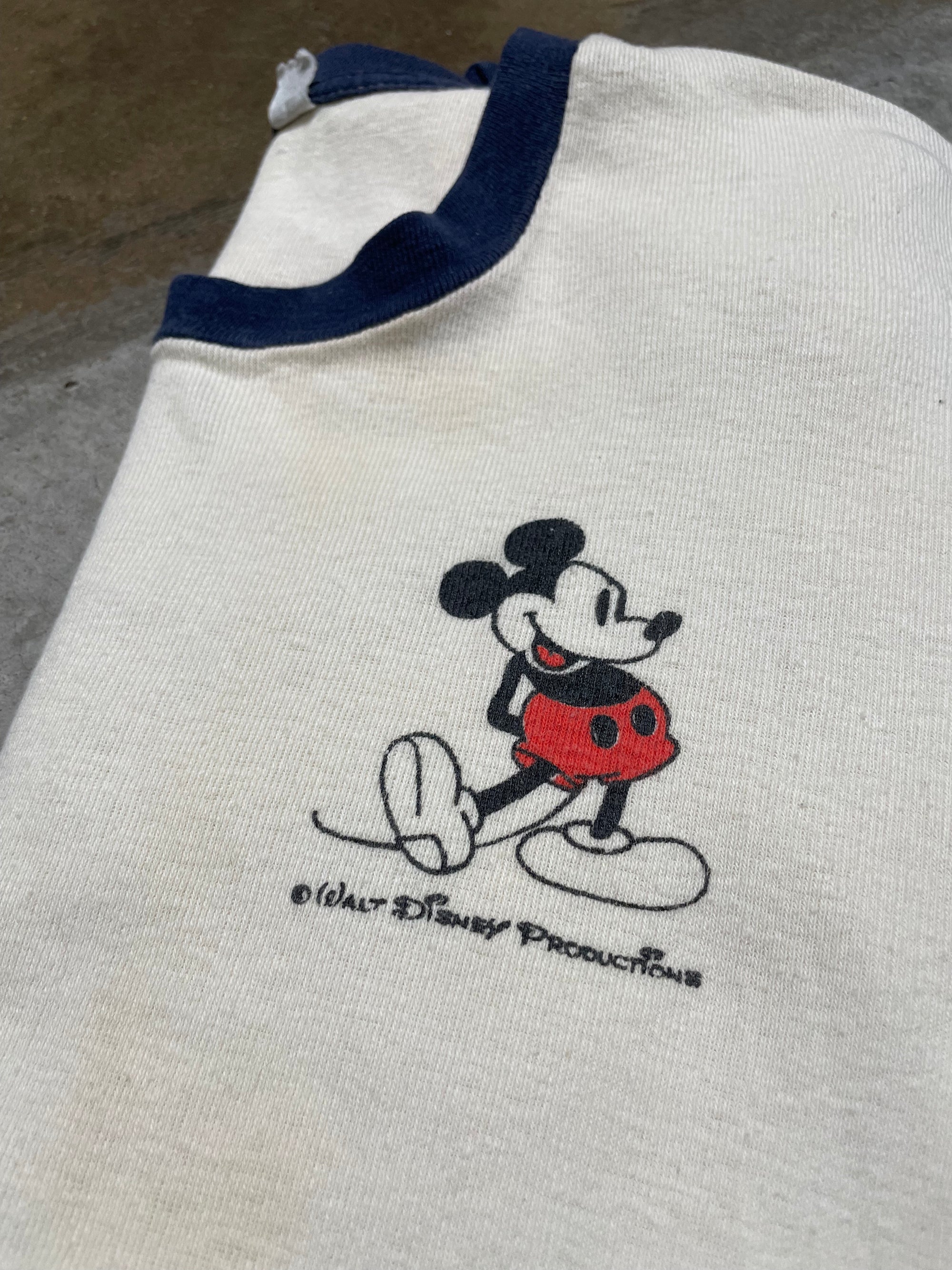 Vintage White & Navy Mickey Mouse Ringer Tee