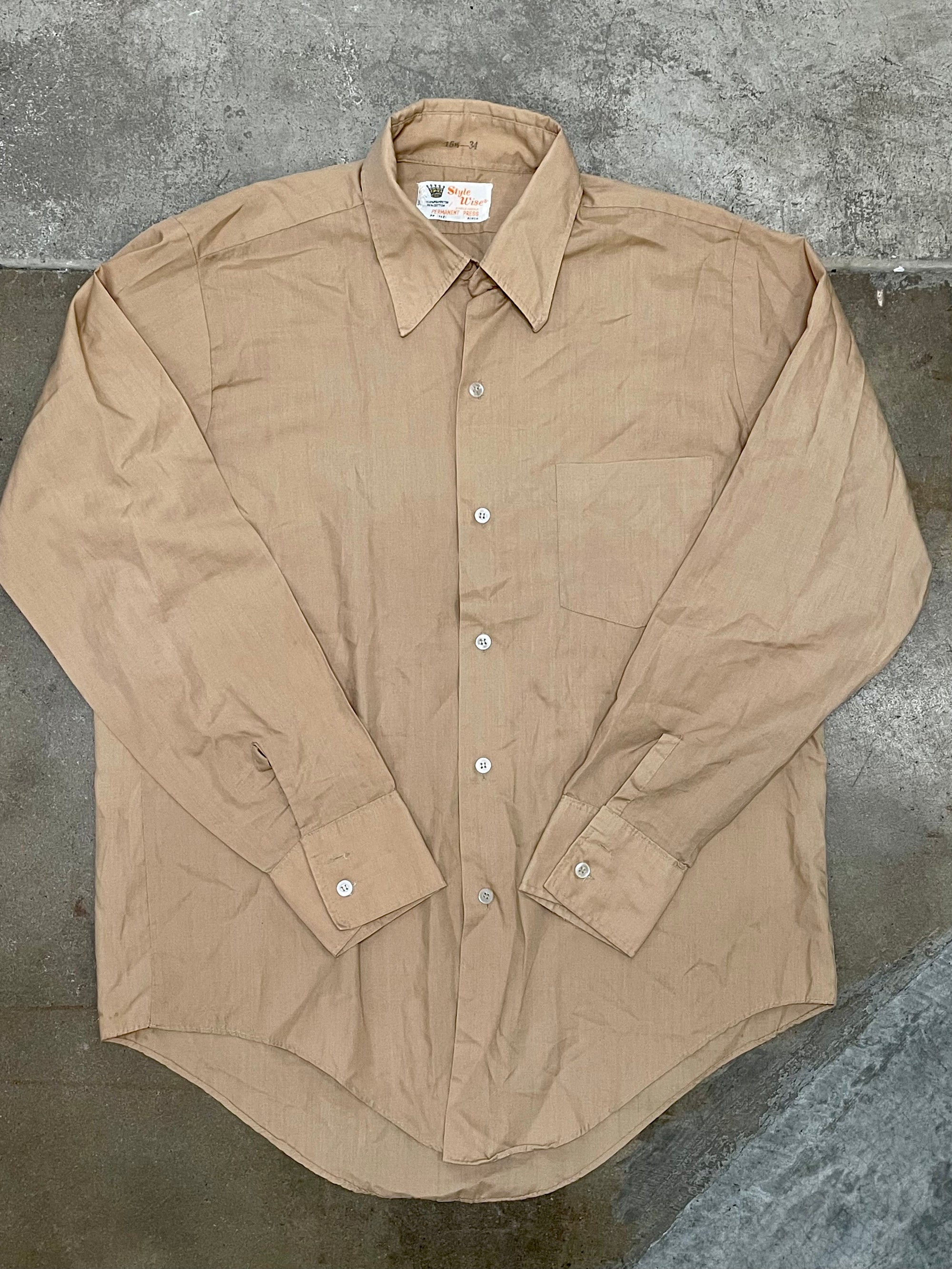 Vintage Style Wise Permanent Press Button Up