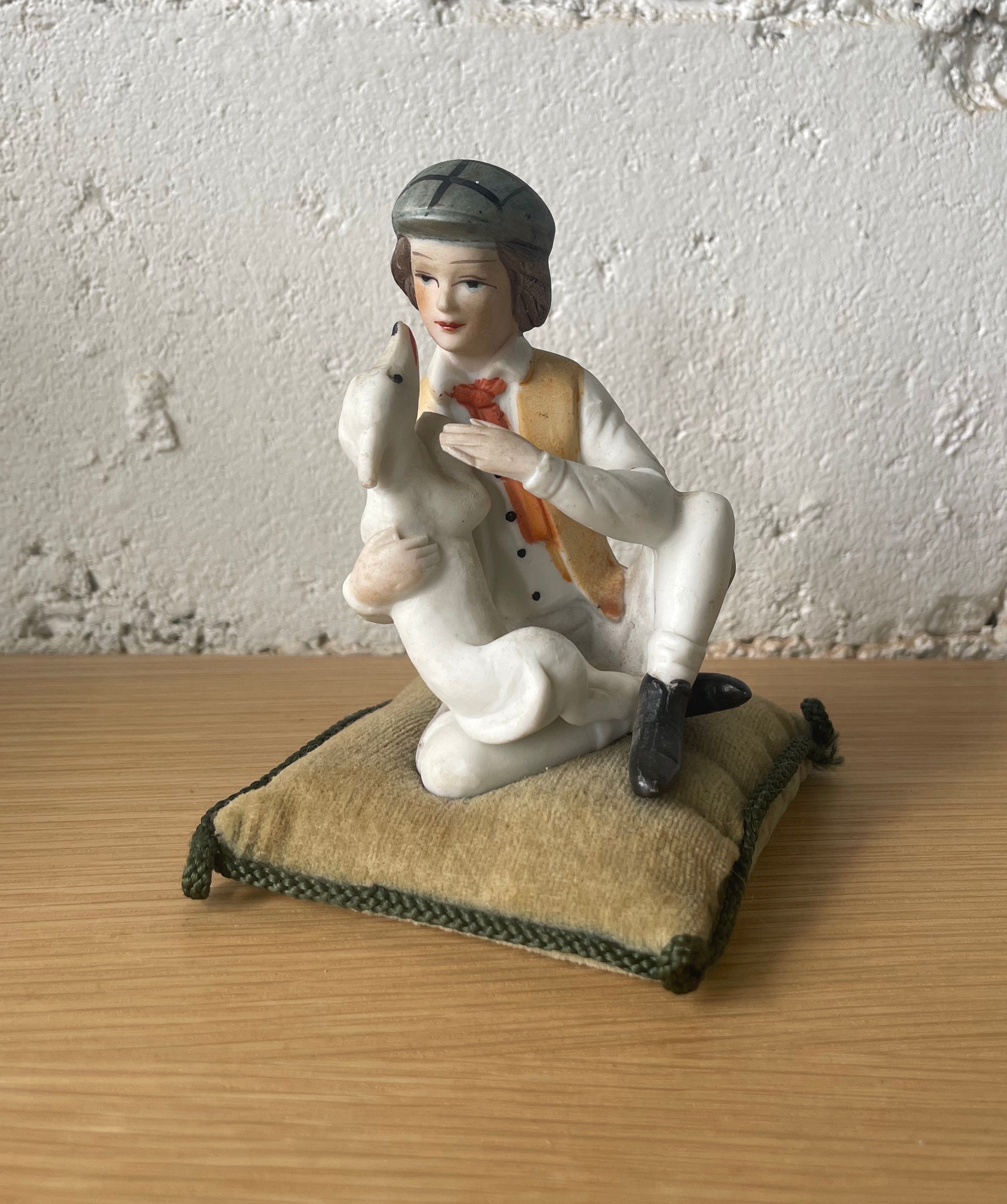 Vintage Boy & Dog Figurine