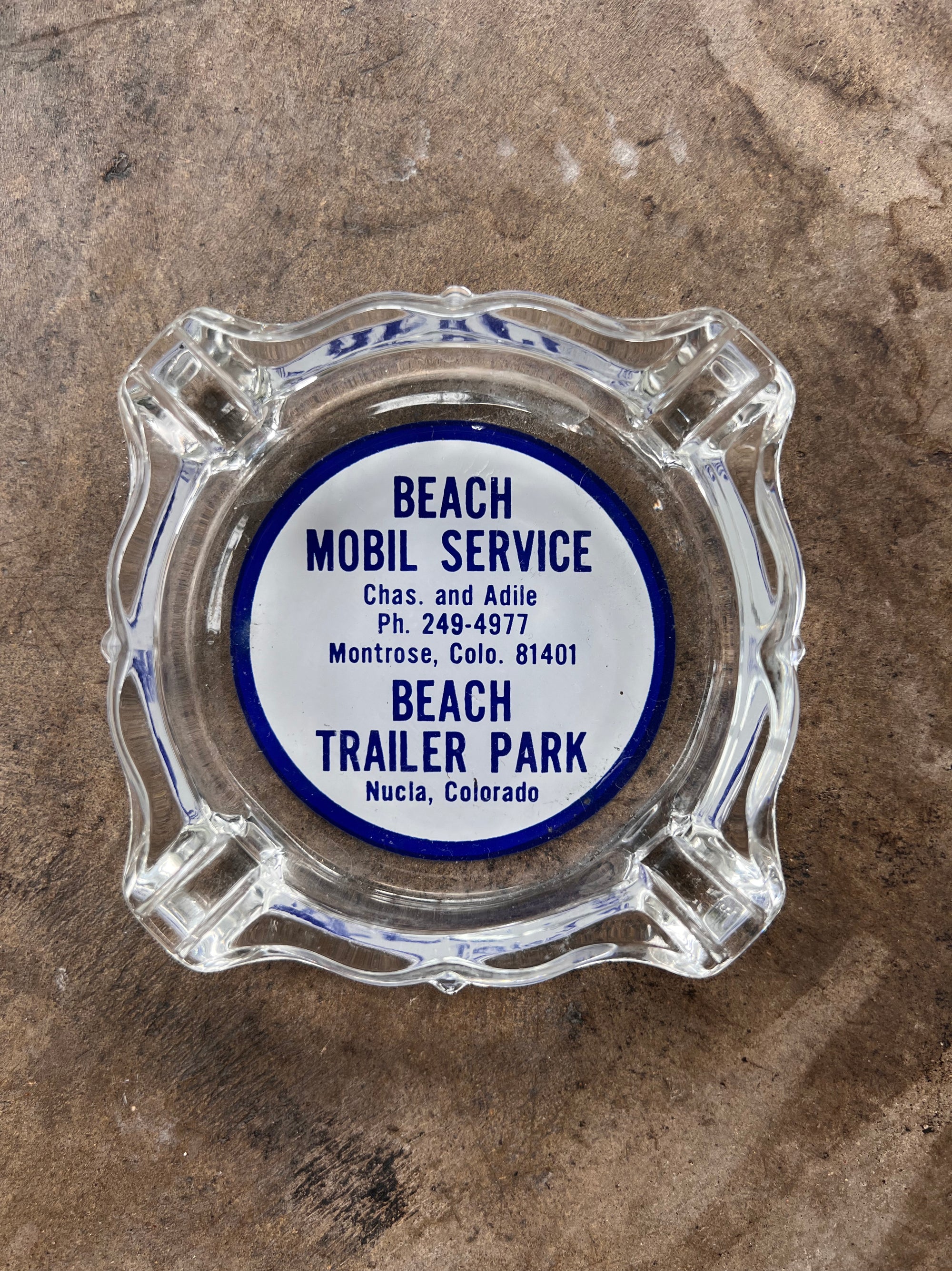 Beach Mobil Service Glass Ashtray
