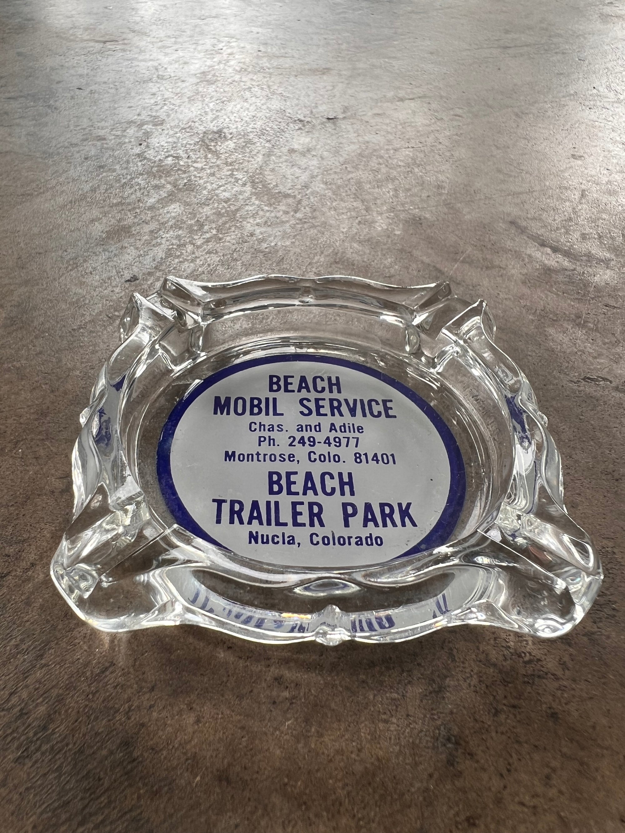 Beach Mobil Service Glass Ashtray