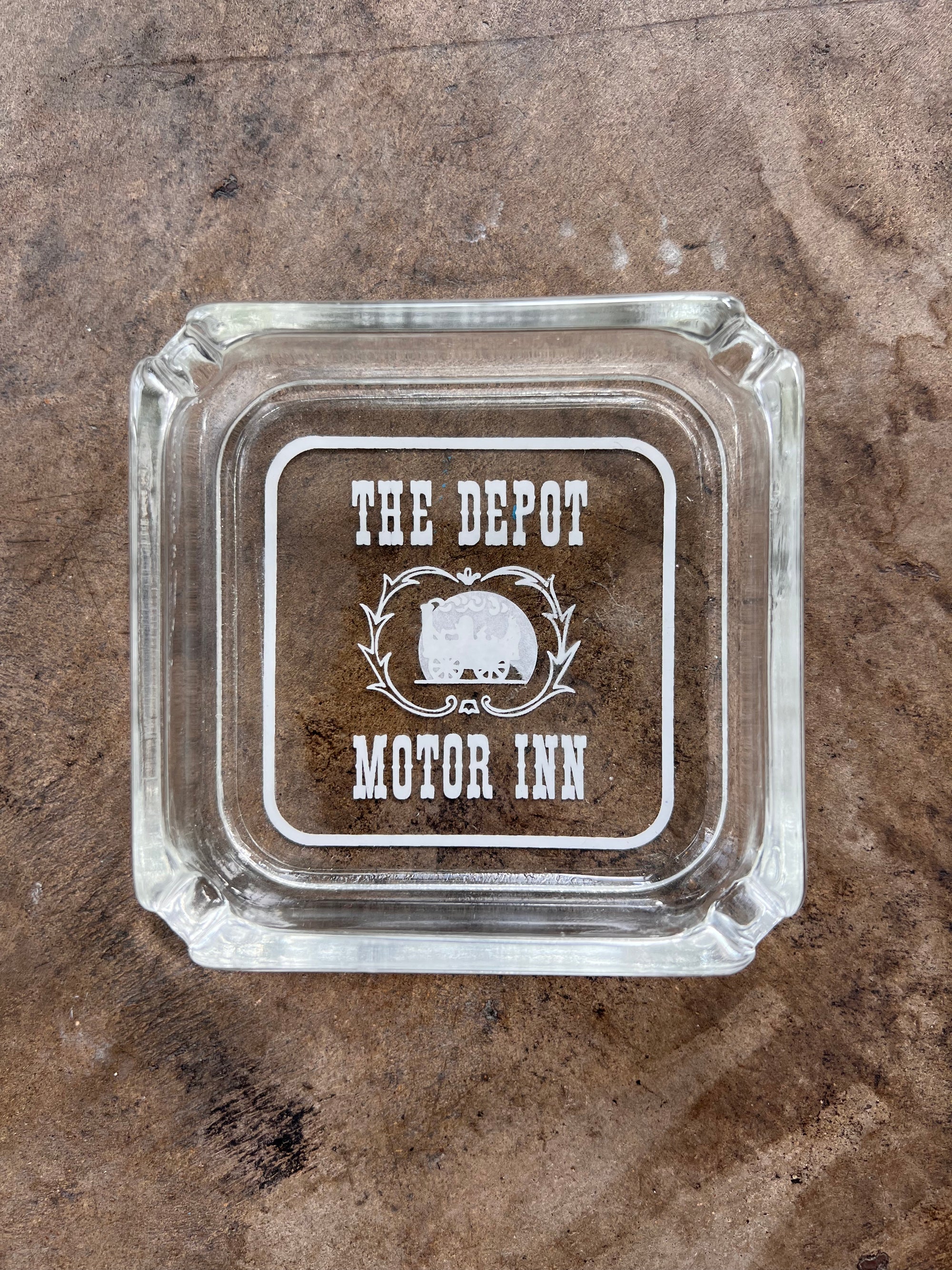 The Depot Motor Inn Glass Ashtray