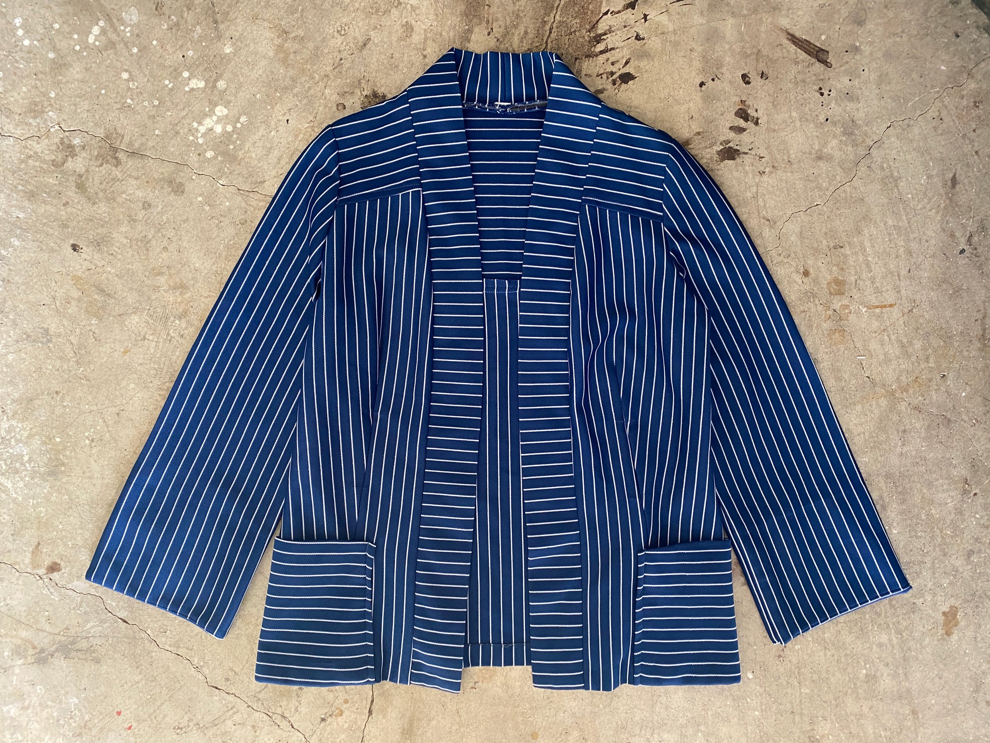 Vintage Blue/White Stripe Kimono Jacket