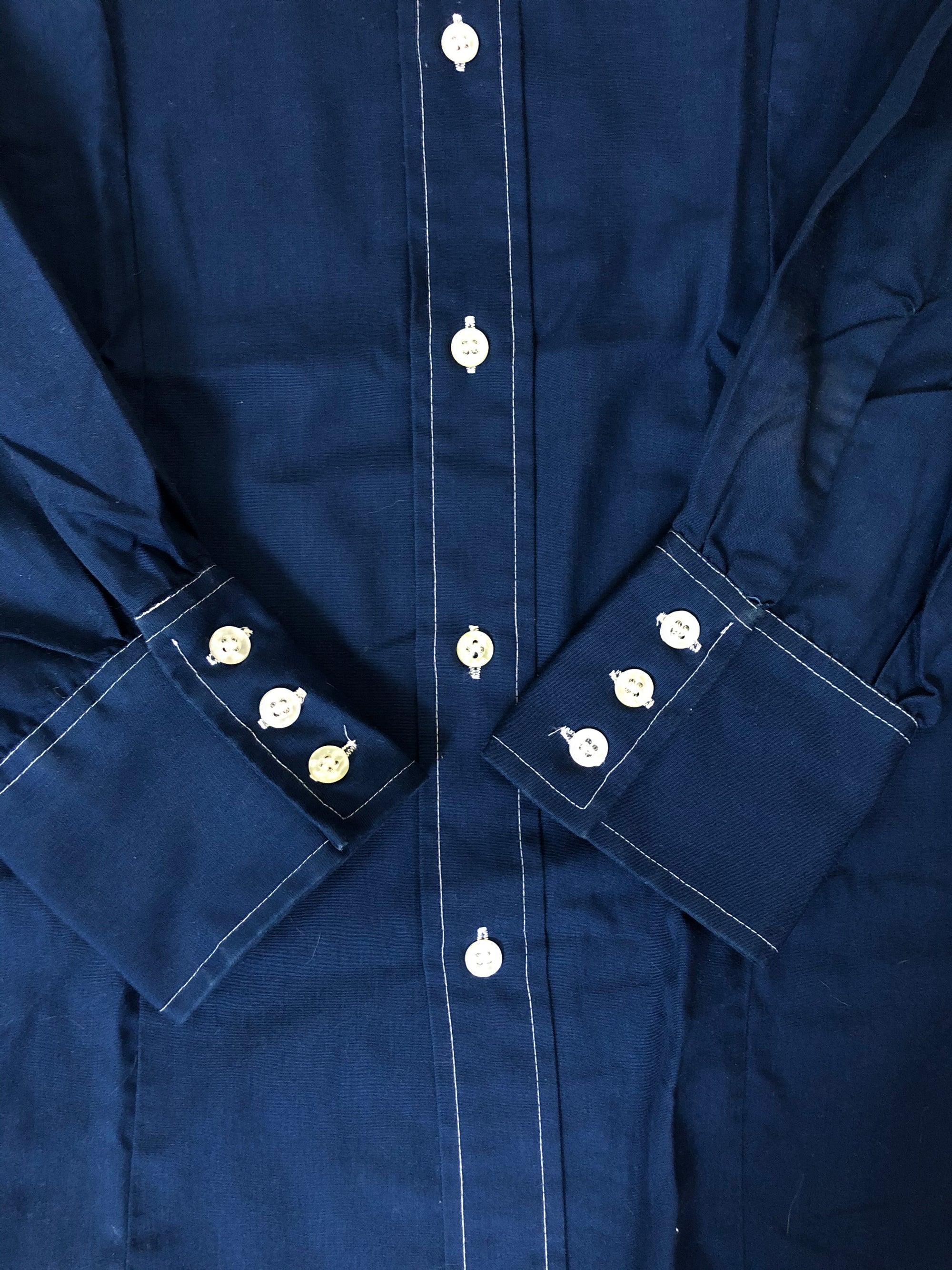 70's Blue Long Sleeve Button Up