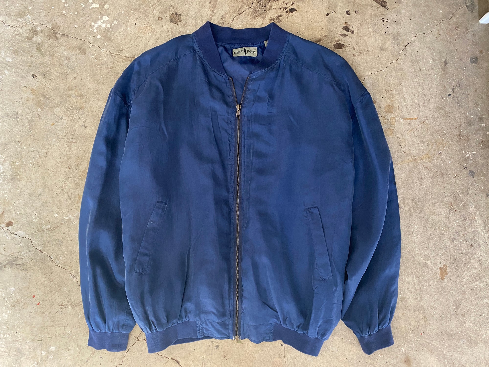 Navy Silk Bomber