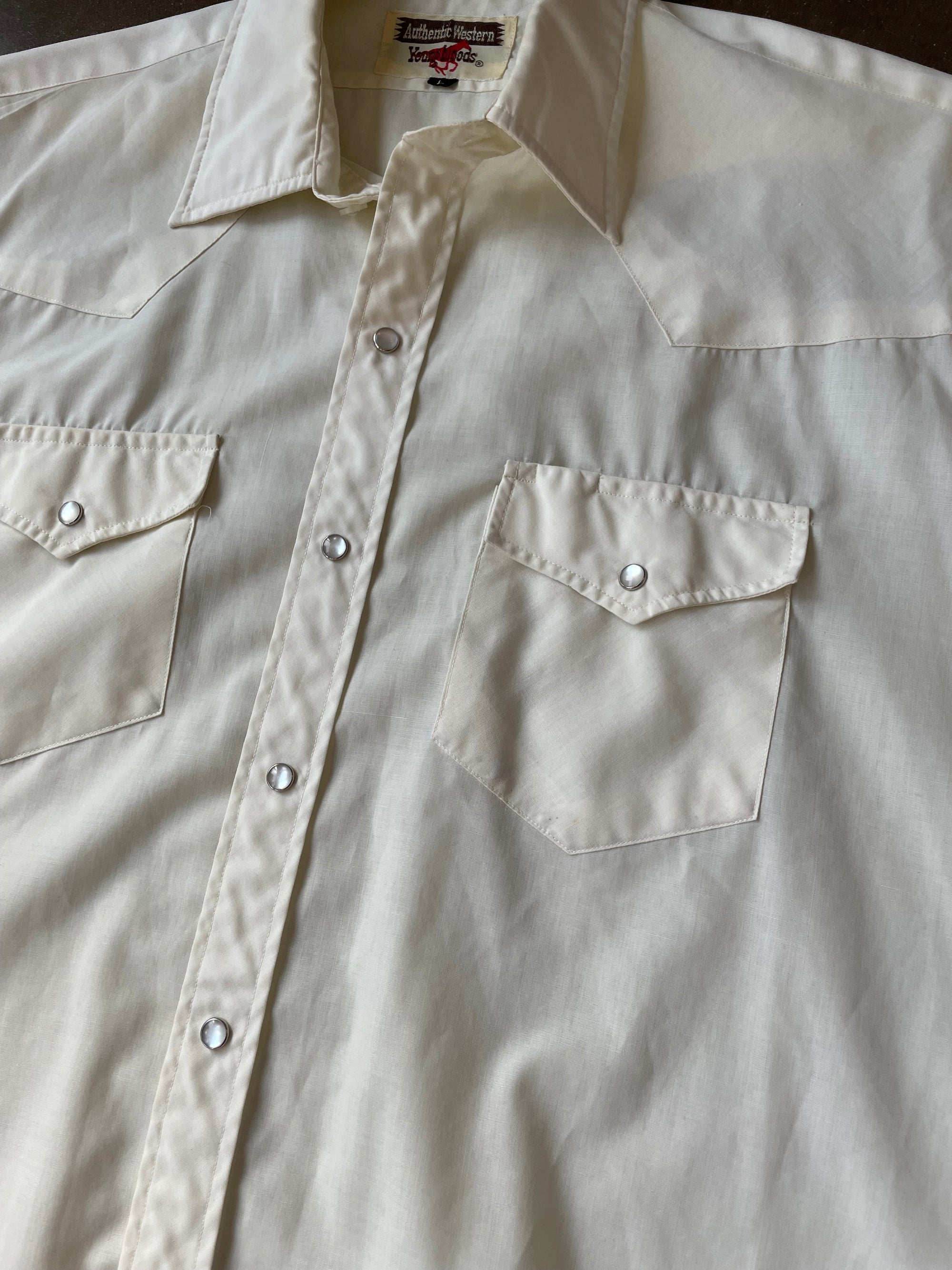 Vintage Cream Short Sleeve Pearl Snap