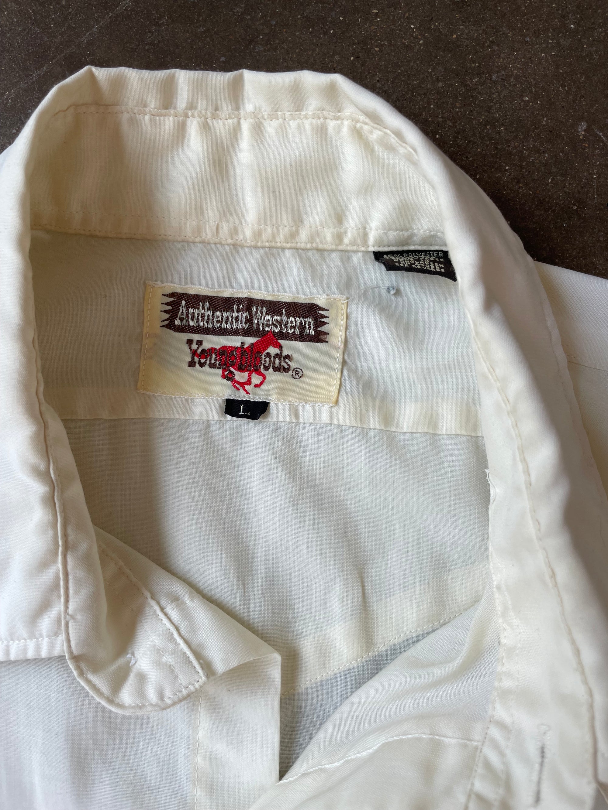 Vintage Cream Short Sleeve Pearl Snap