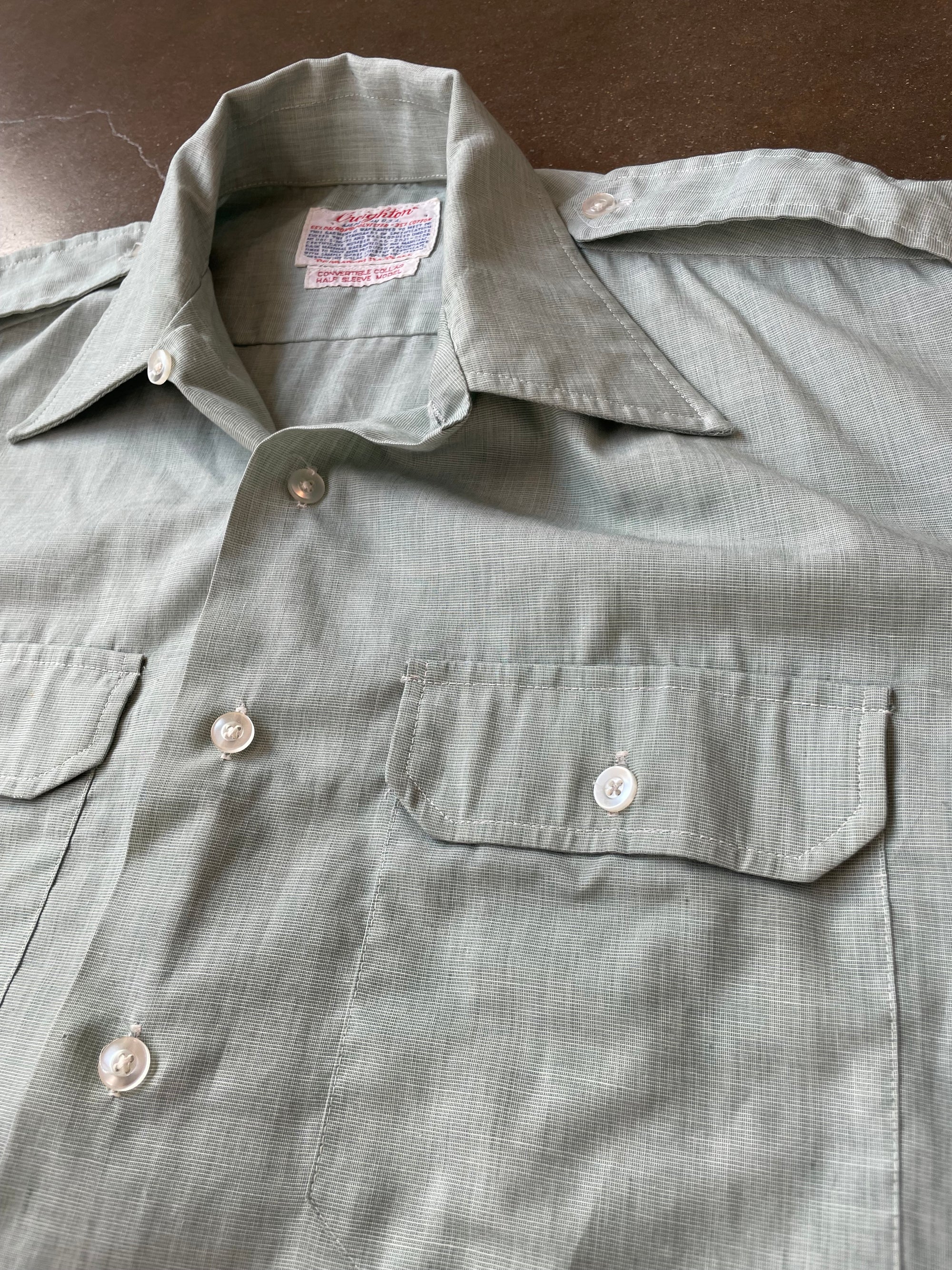 Vintage Sage Short Sleeve Button Down