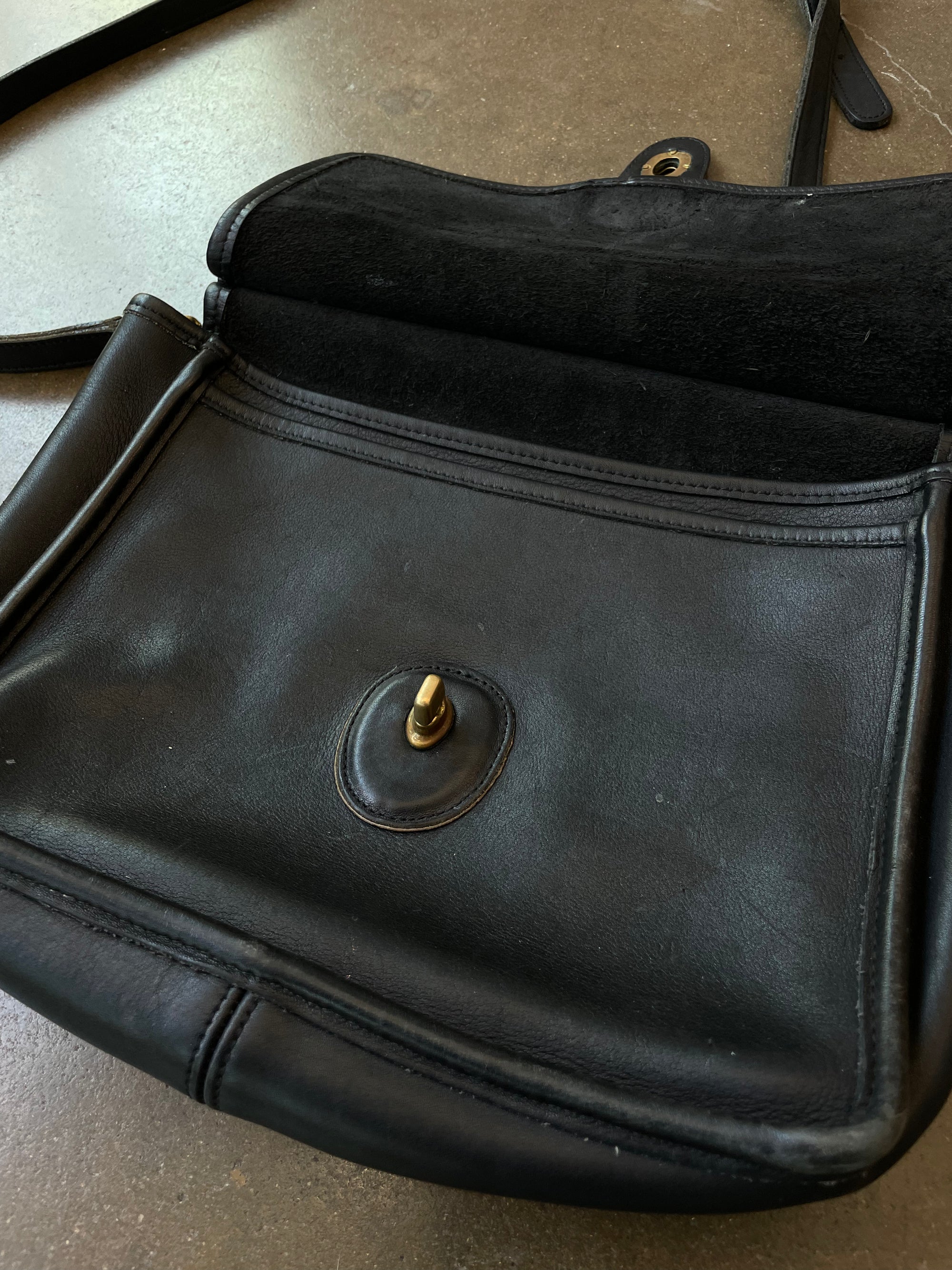 Vintage Black Leather Coach Purse