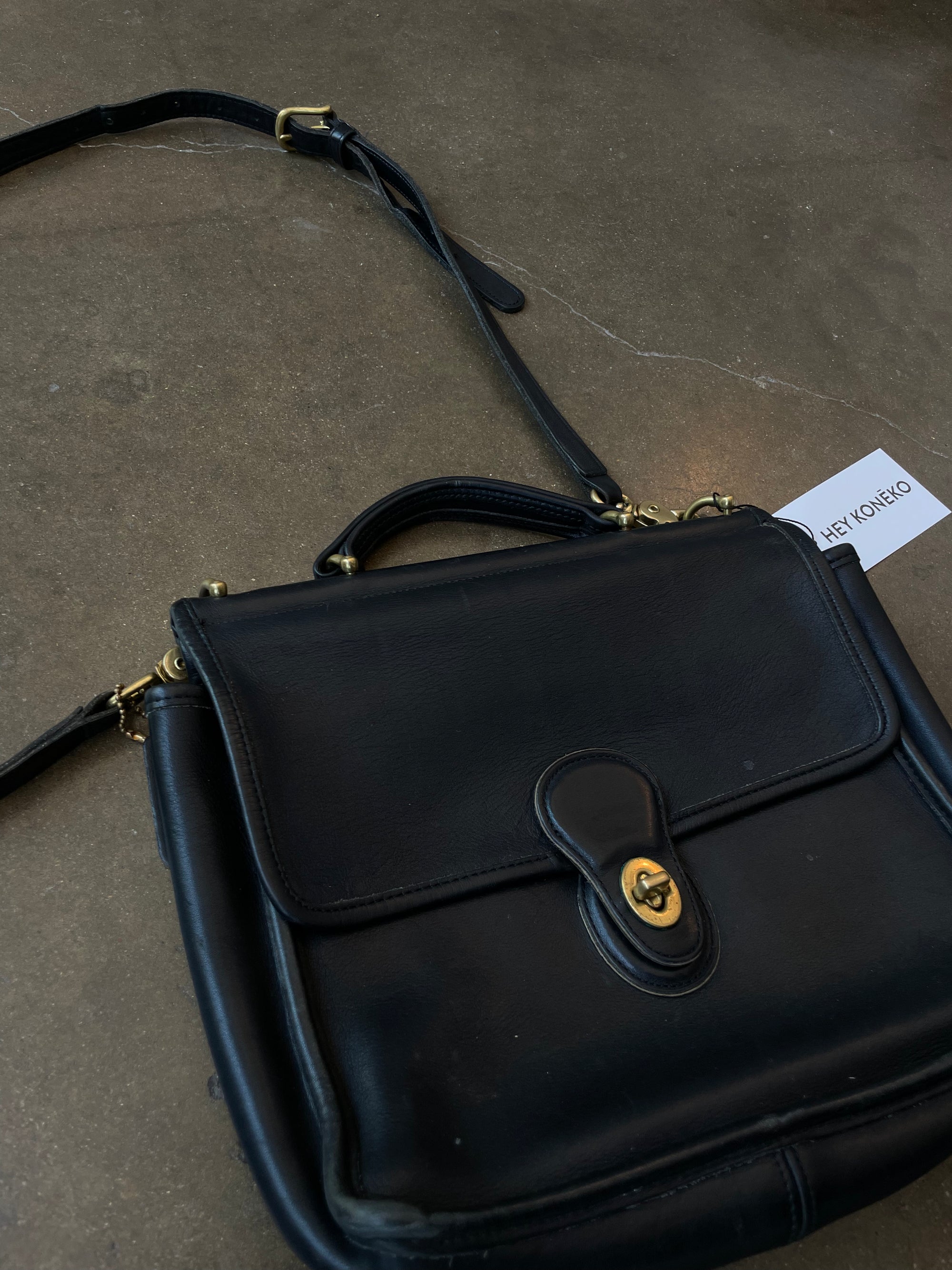 Vintage Black Leather Coach Purse