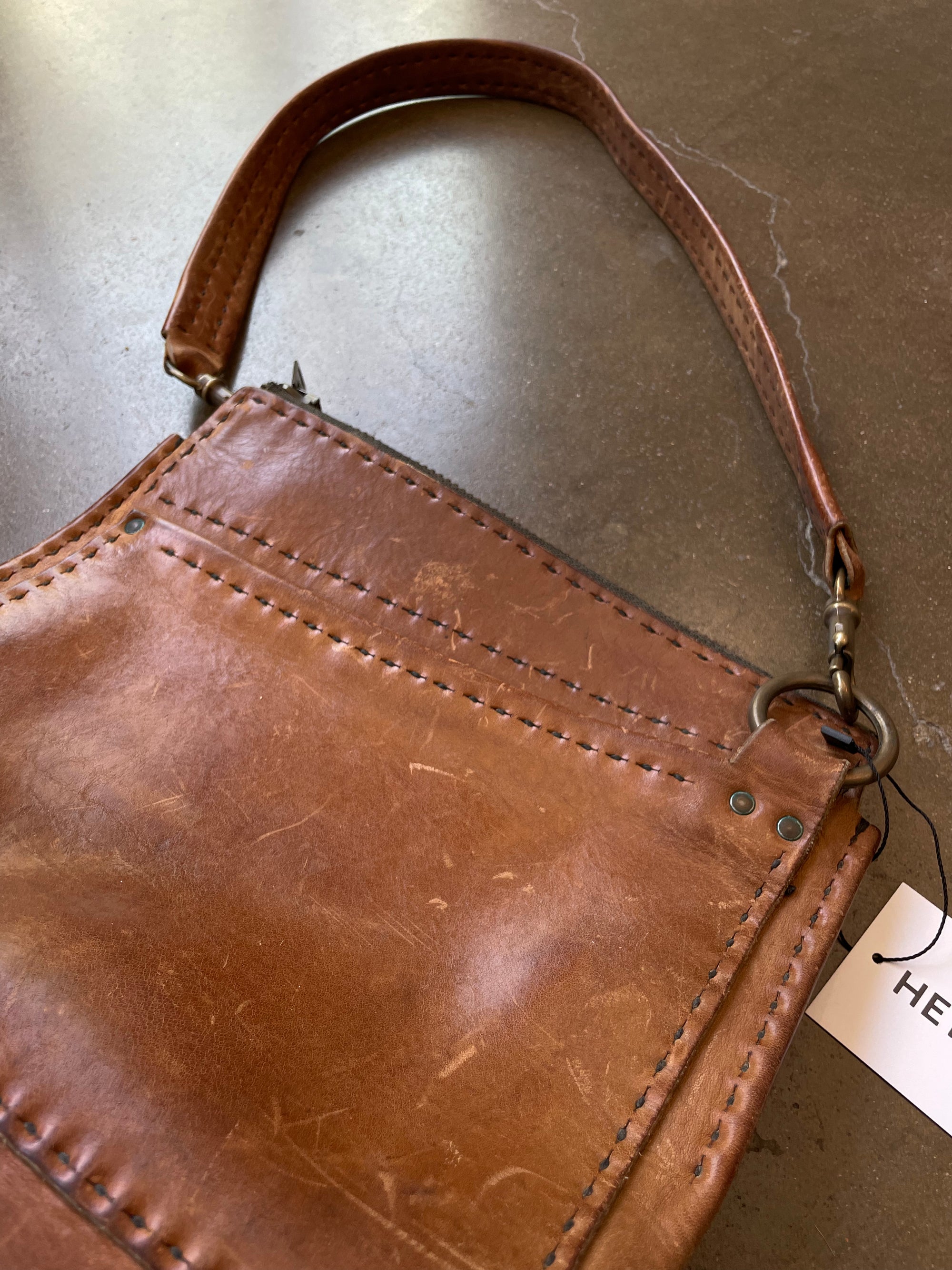 Vintage Brown Leather Western Stitch Purse
