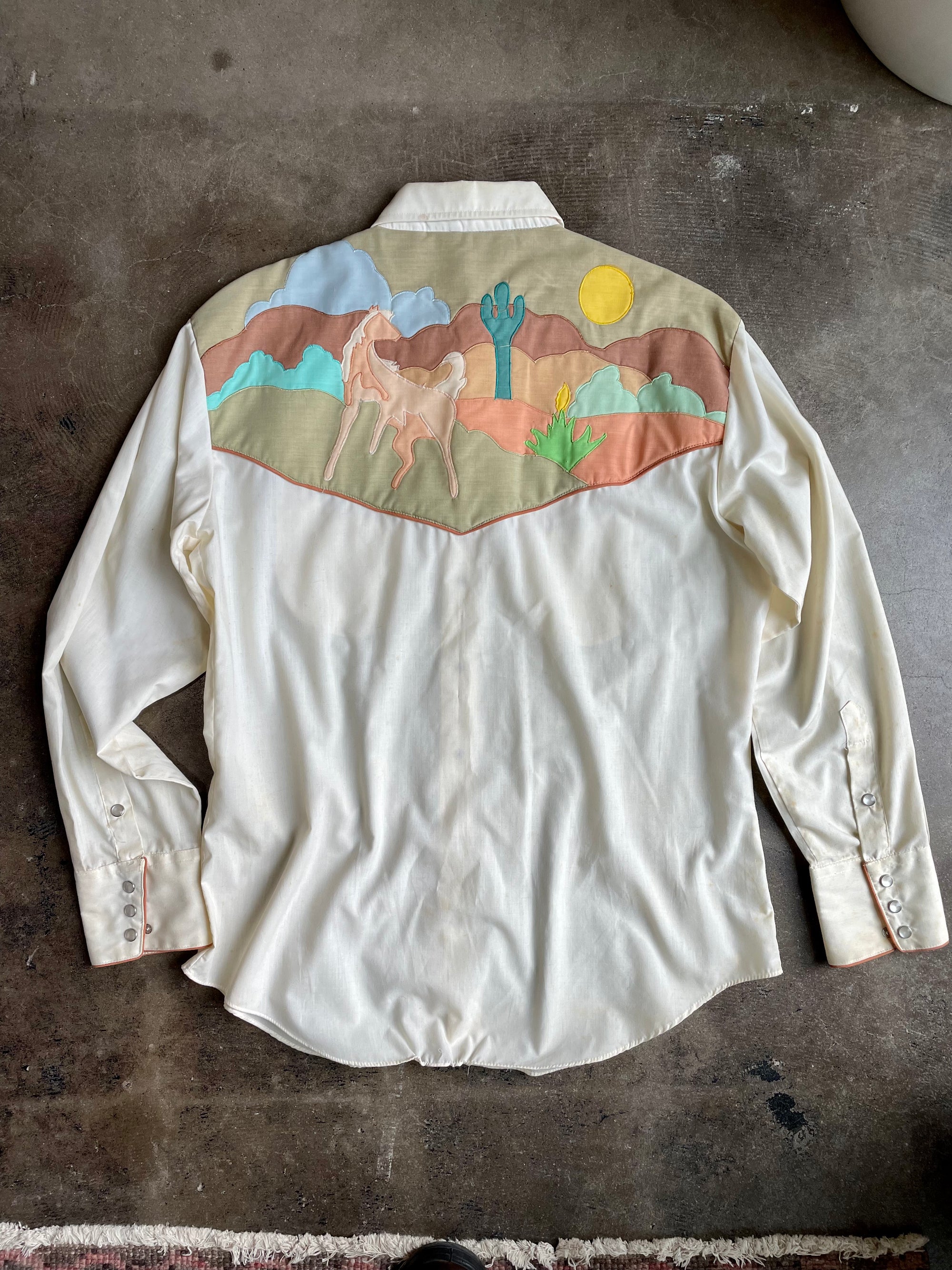 Vintage Embroidered Western Pearl Snap