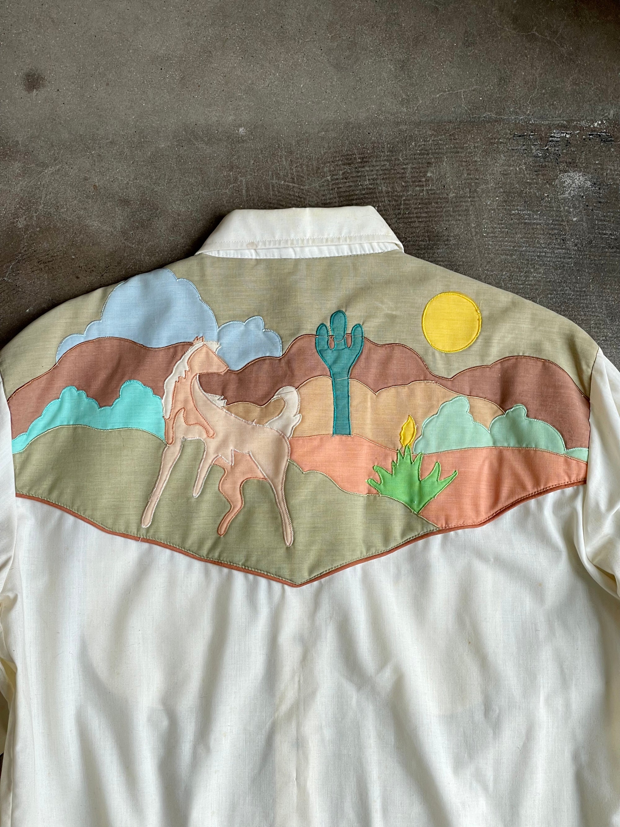 Vintage Embroidered Western Pearl Snap