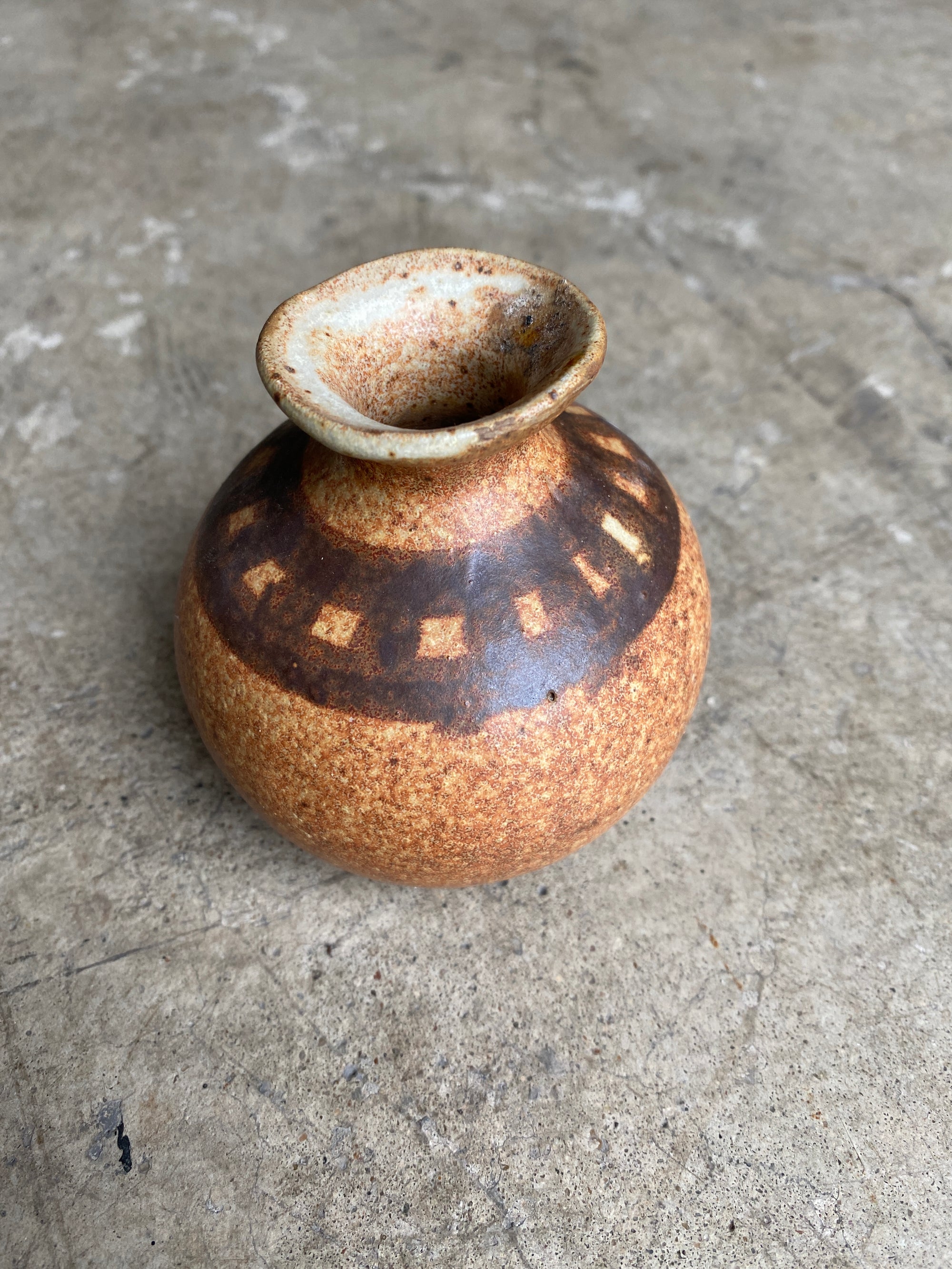 Small Brown Ceramic Bud Vase
