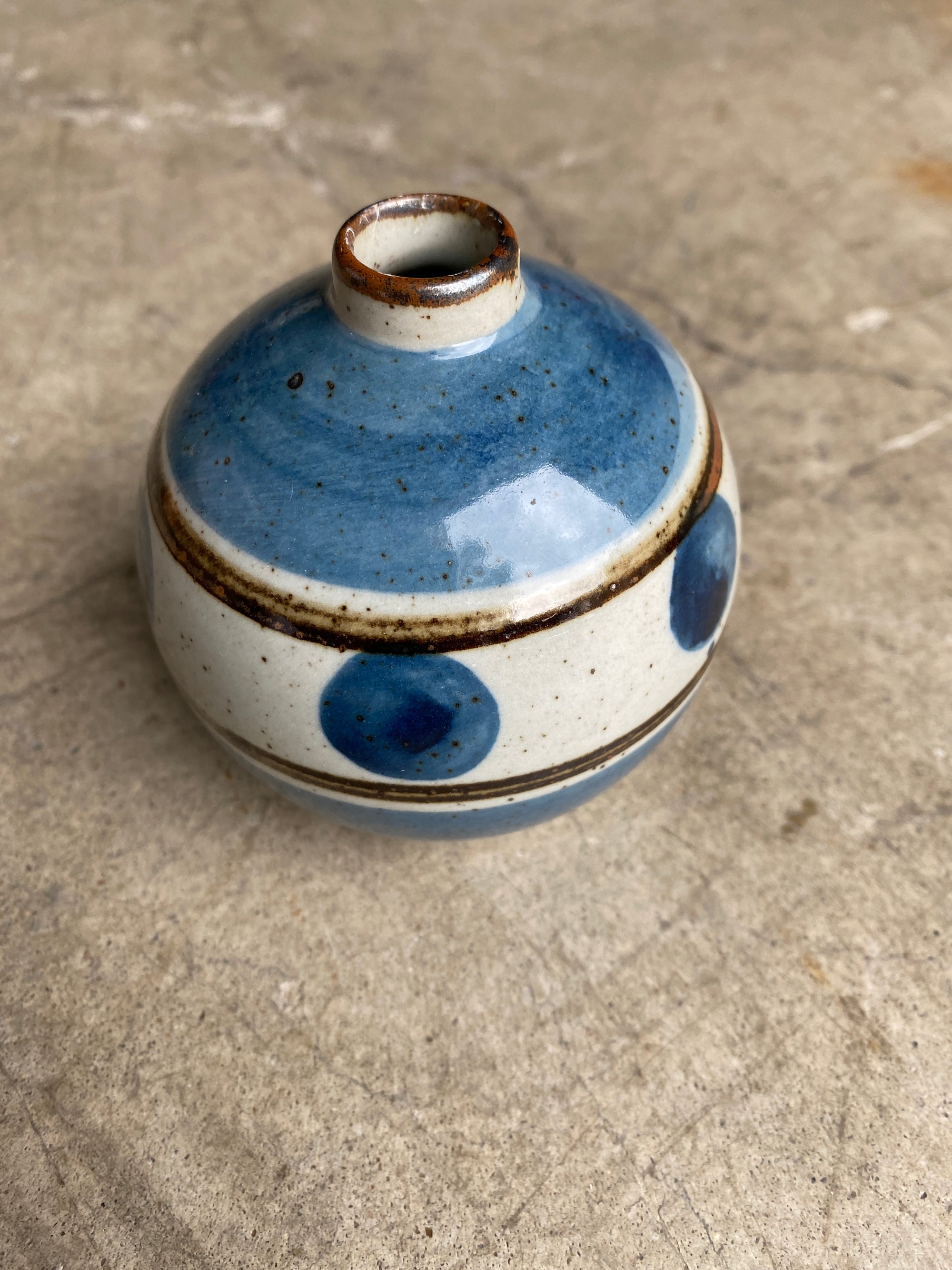 Small Blue-Glazed Ceramic Bud Vase