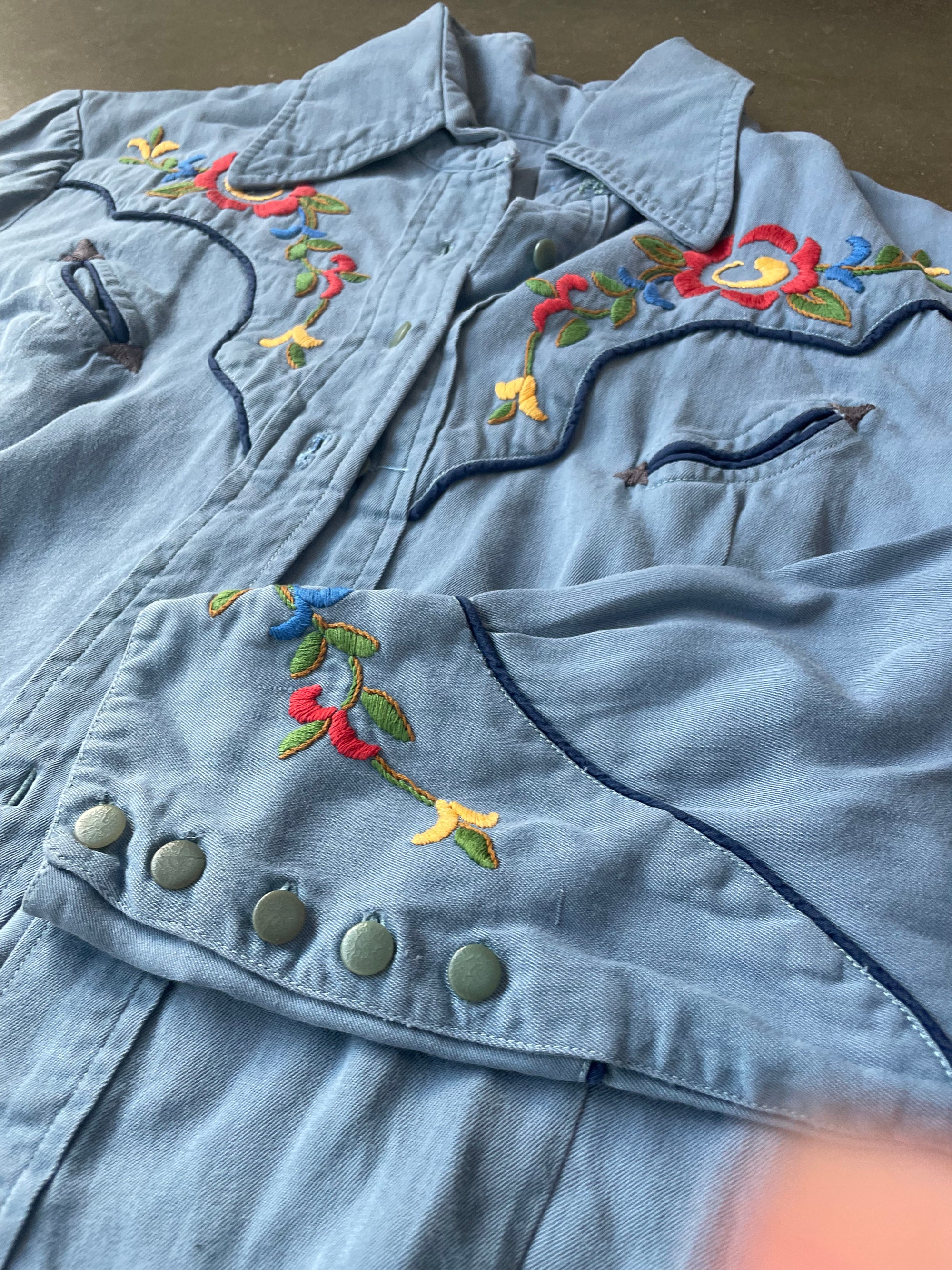 Vintage Embroidered Chambray Button Down