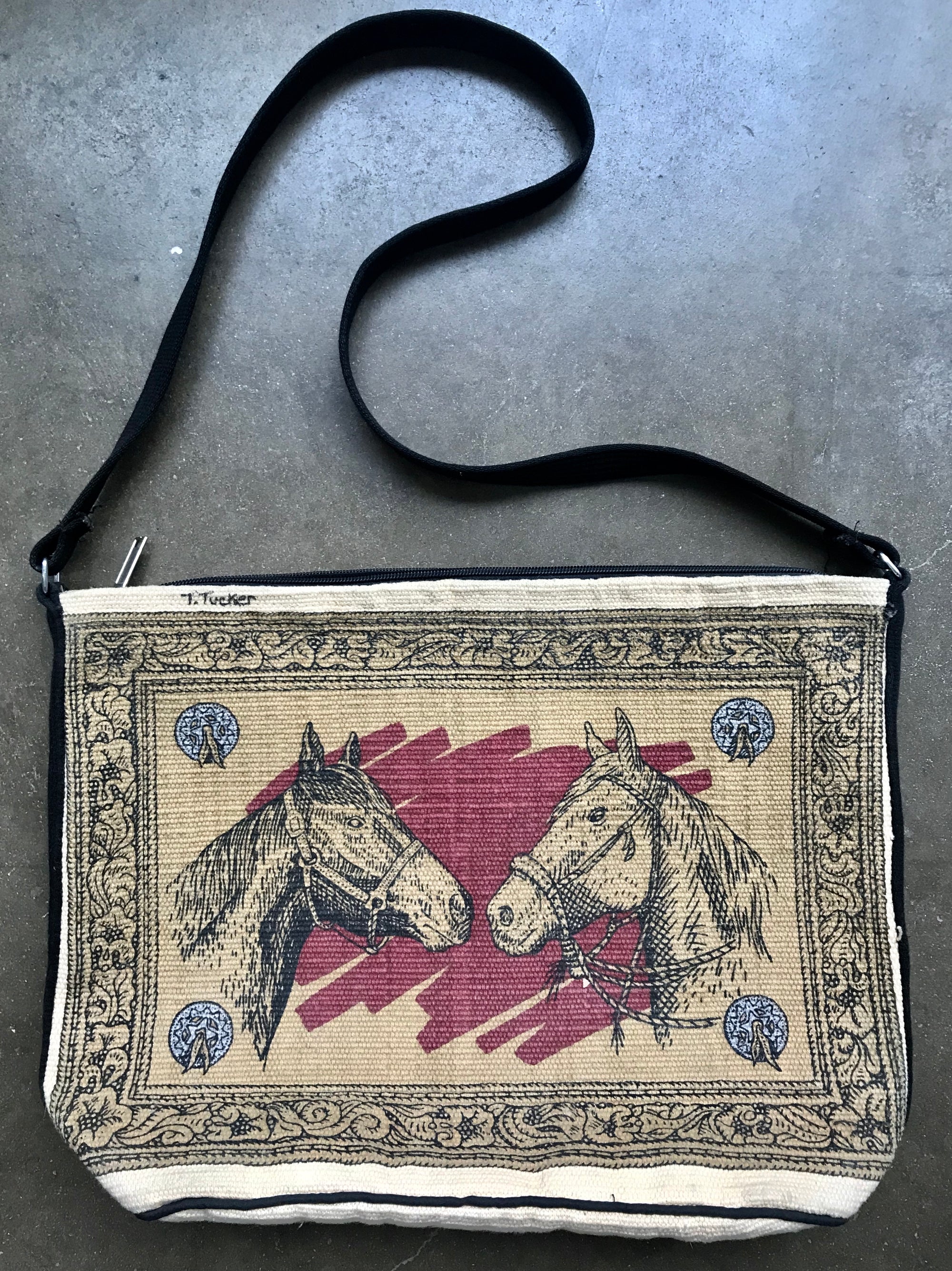 Vintage Embroidered Horse Tote