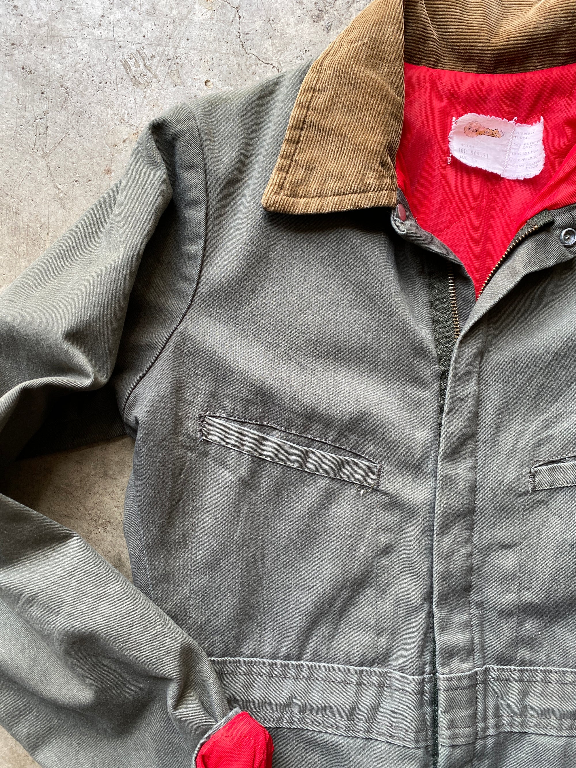 Olive Coverall With Red Lining