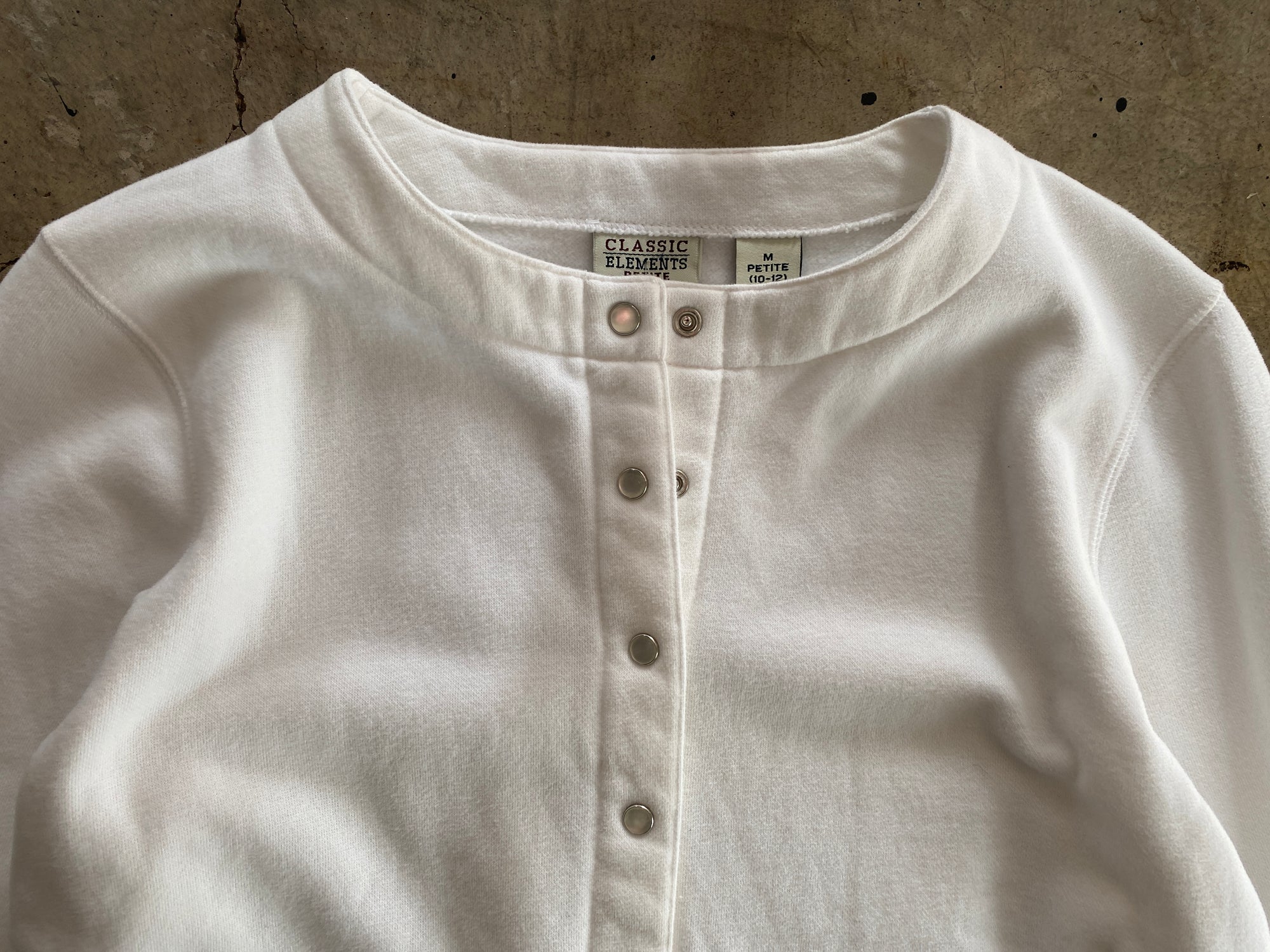 Vintage White Snap Front Cardigan