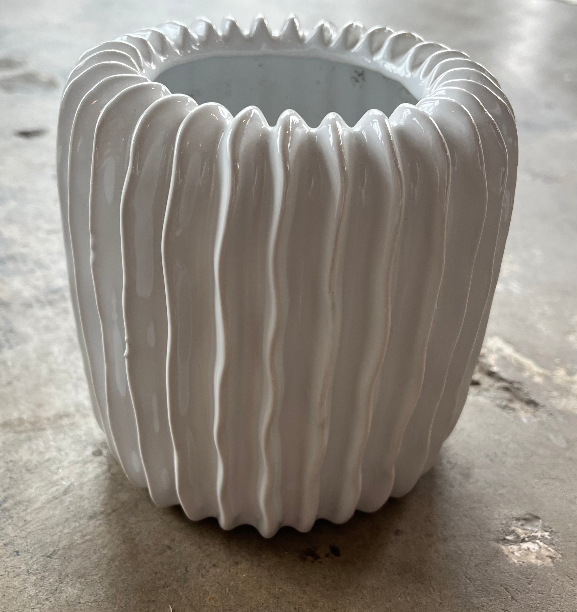 Modern White Ribbed Haven Vase