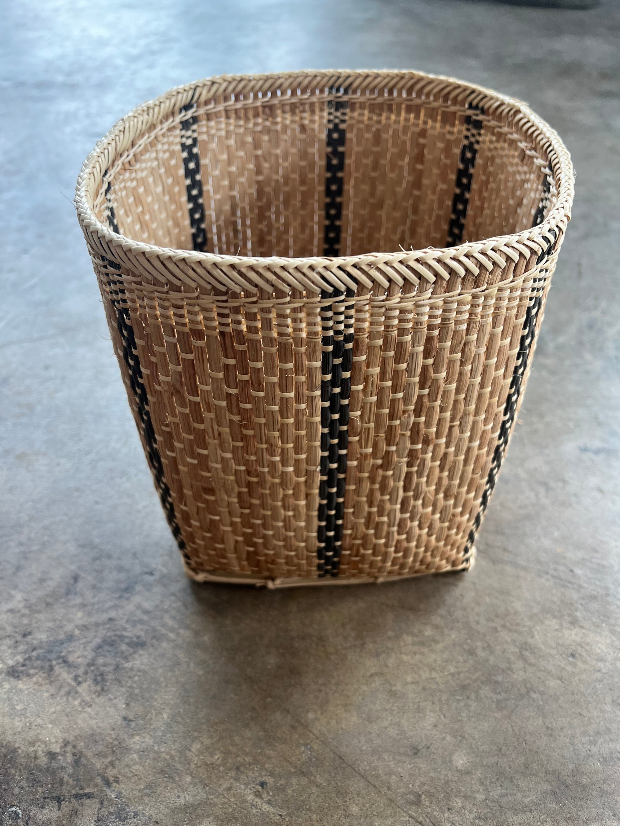 Woven Striped Basket Planter