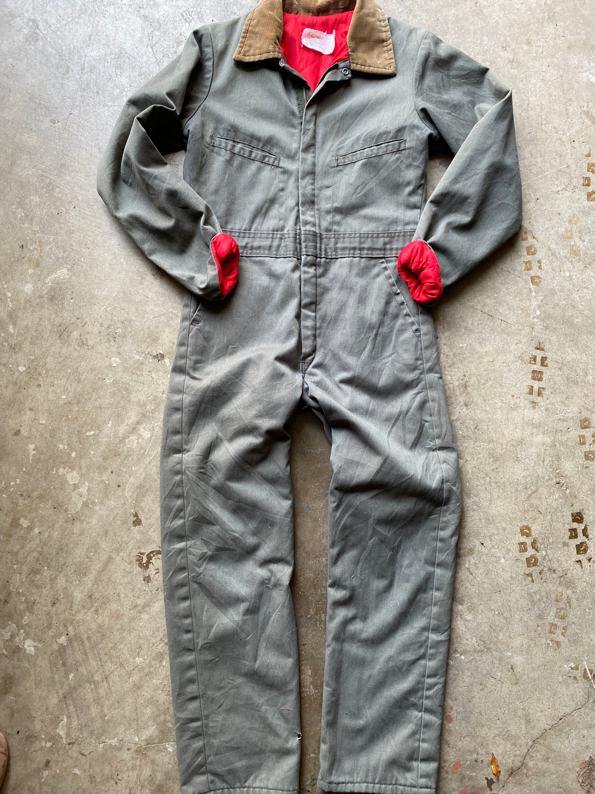 Olive Coverall With Red Lining