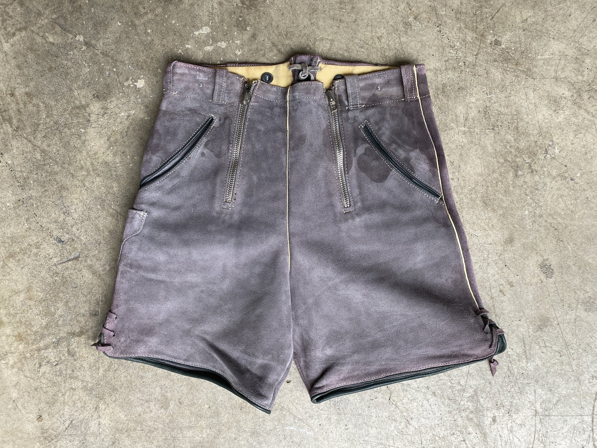 Vintage Lavender Suede Lederhosen Shorts