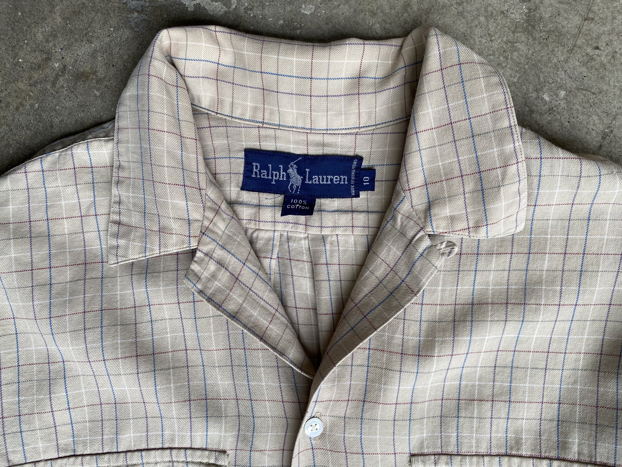 Vintage Beige Plaid Ralph Lauren Button Up