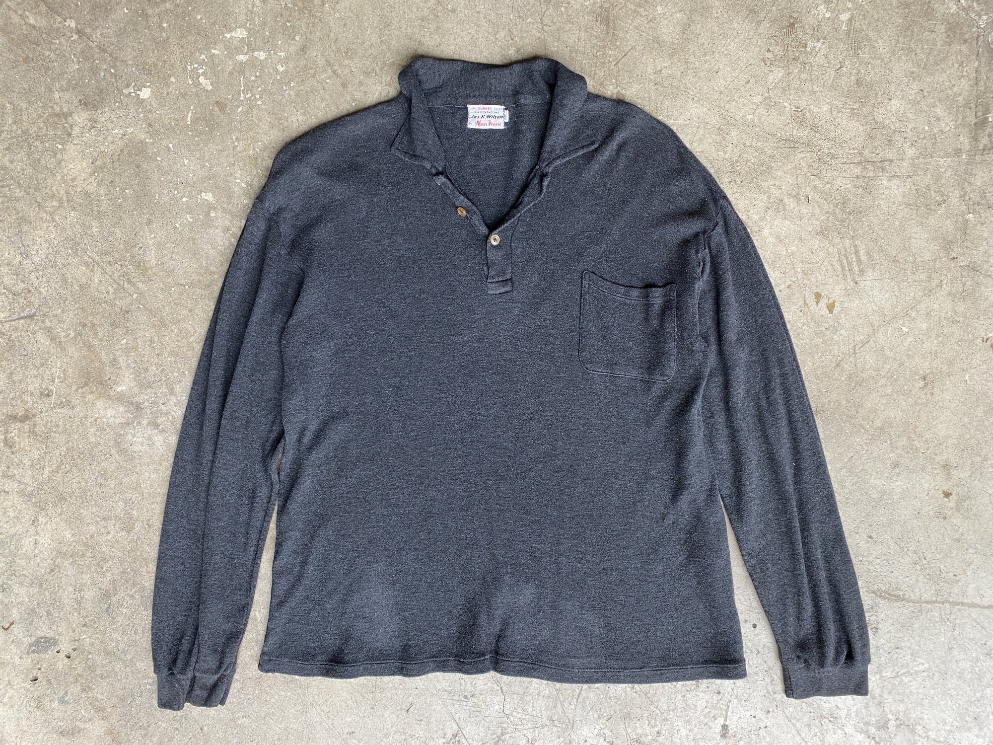 Vintage Grey Long Sleeve Polo