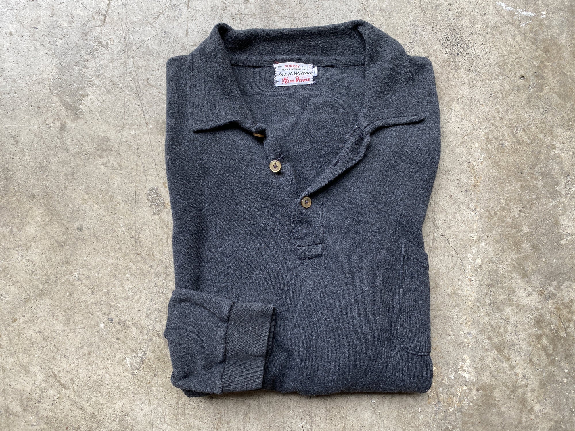 Vintage Grey Long Sleeve Polo
